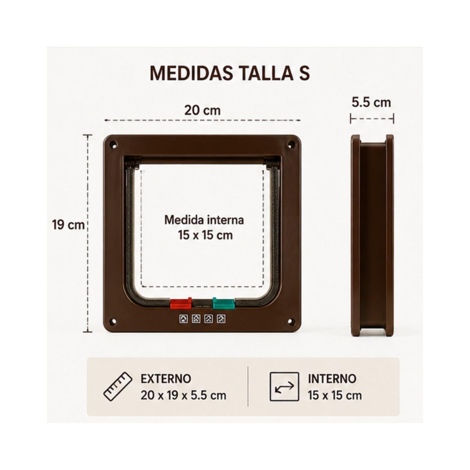 Puerta Para Gatos S Café 20x19 cm Acceso Mascotas-2