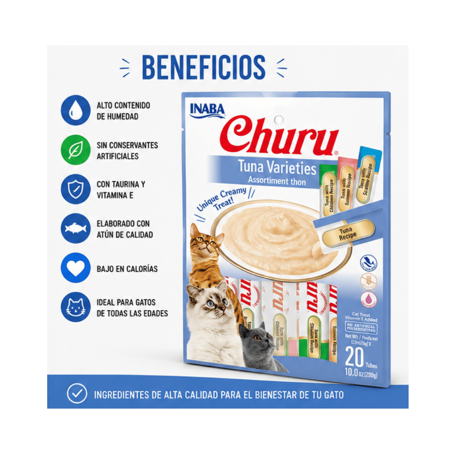 Churu Cat Variety Tuna 14g x20 Tubos Snack Para Gatos-3