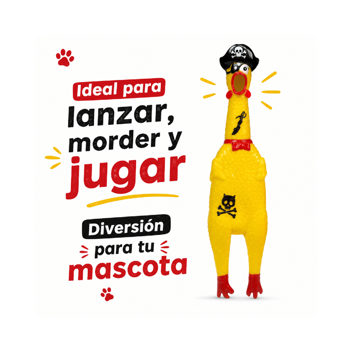 Pollo Chillón Pirata Juguete Perro Con Sonido 30x7-4
