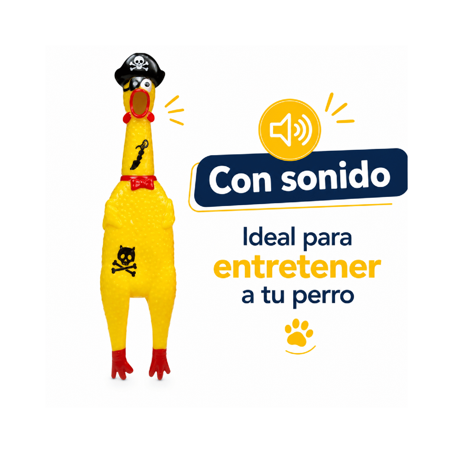 Pollo Chillón Pirata Juguete Perro Con Sonido 30x7-6
