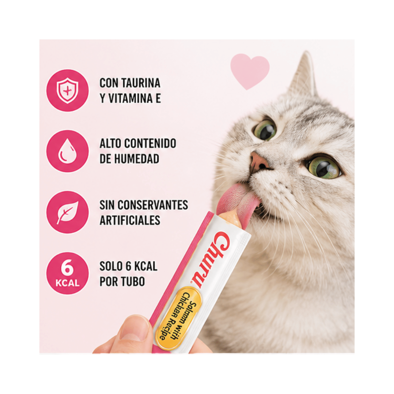 Churu Cat Salmón y Pollo 14g x10 Tubos Snack Cremoso Gato-3