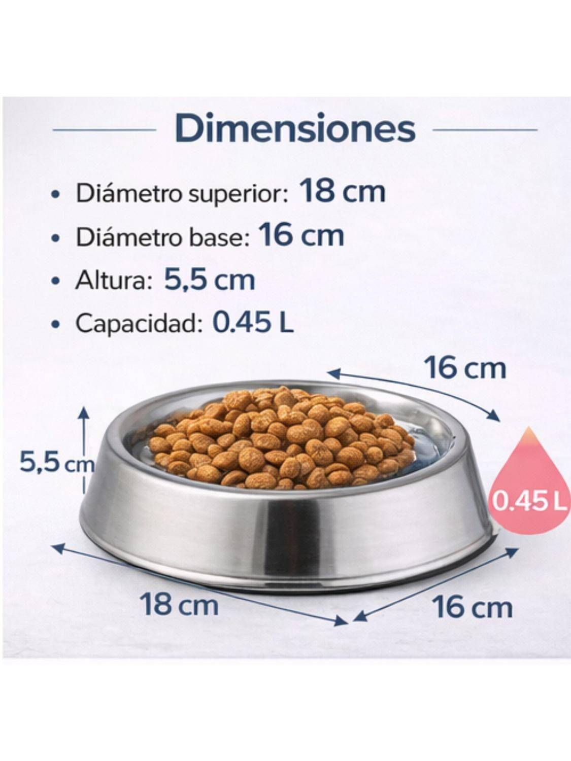 Plato Antihormigas Acero Inoxidable Mascotas S 0.45 L-3