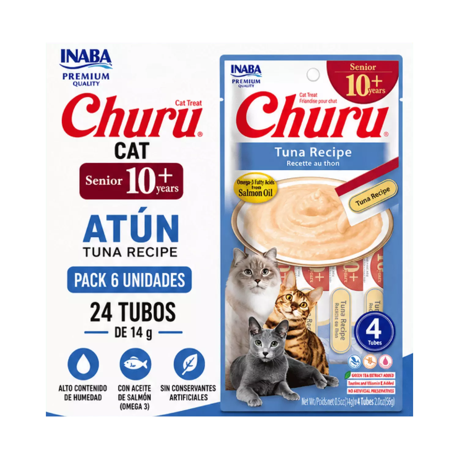 Churu Cat Senior 10+ Tuna 14g x4 Pack 6 Unidades Gato-2