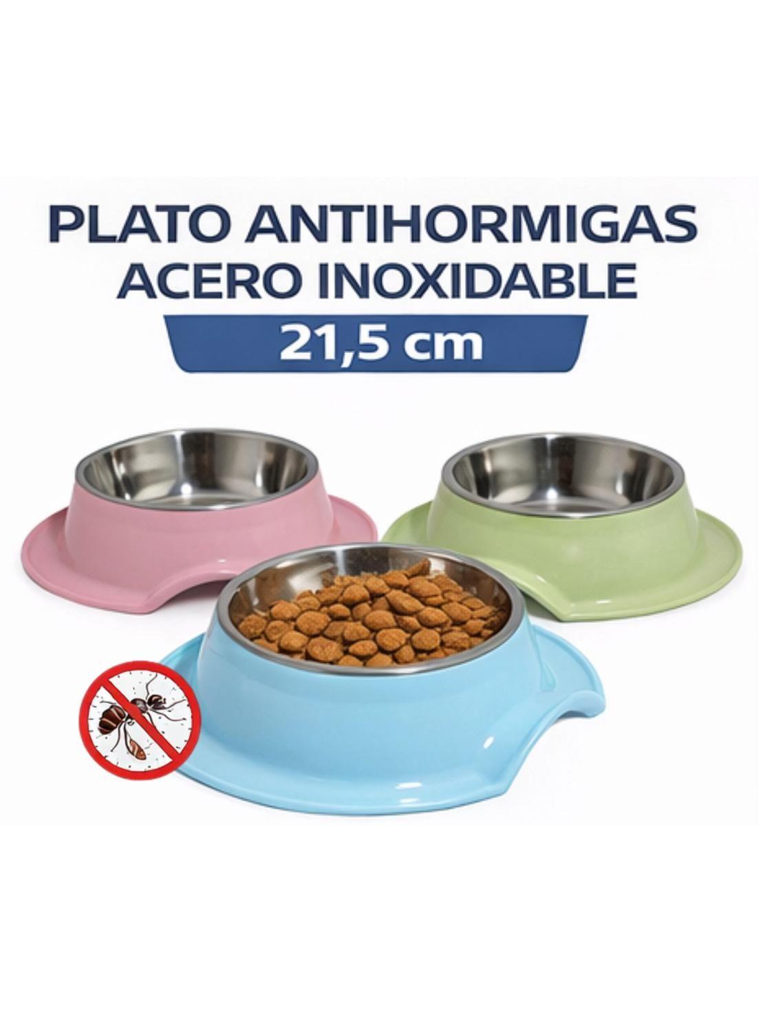 Plato Antihormigas Acero Inoxidable Mascotas 21,5 cm-2