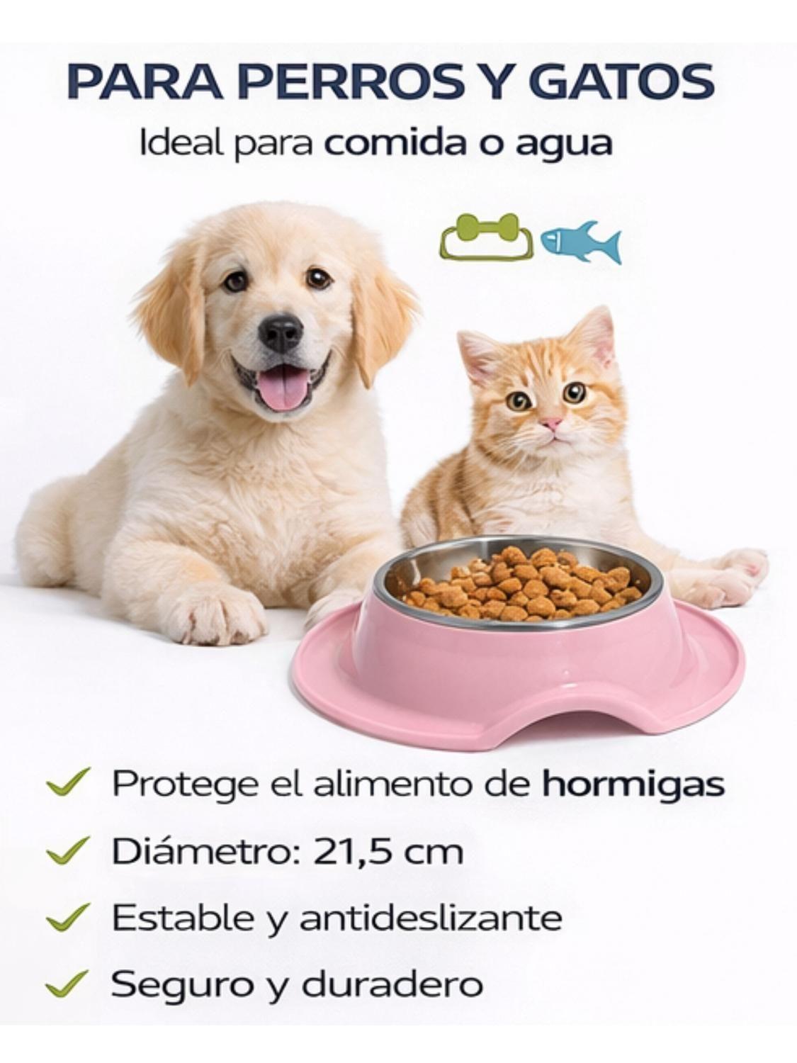 Plato Antihormigas Acero Inoxidable Mascotas 21,5 cm-3