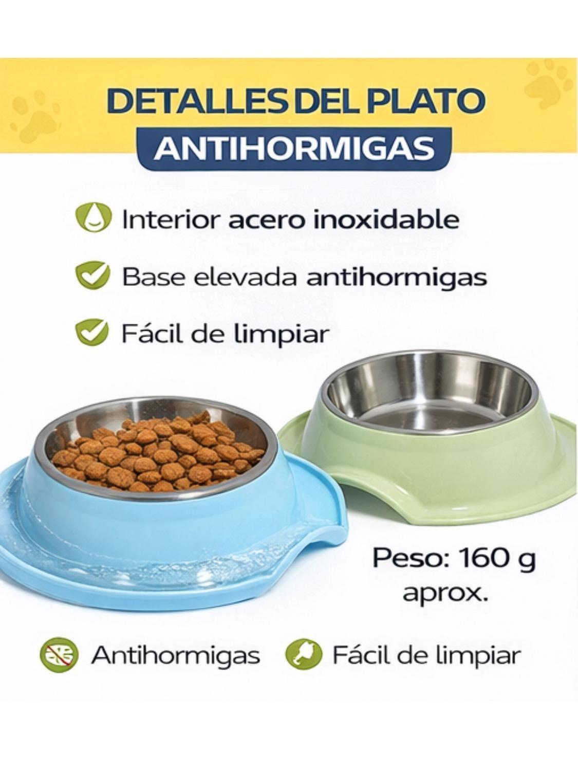 Plato Antihormigas Acero Inoxidable Mascotas 21,5 cm-4