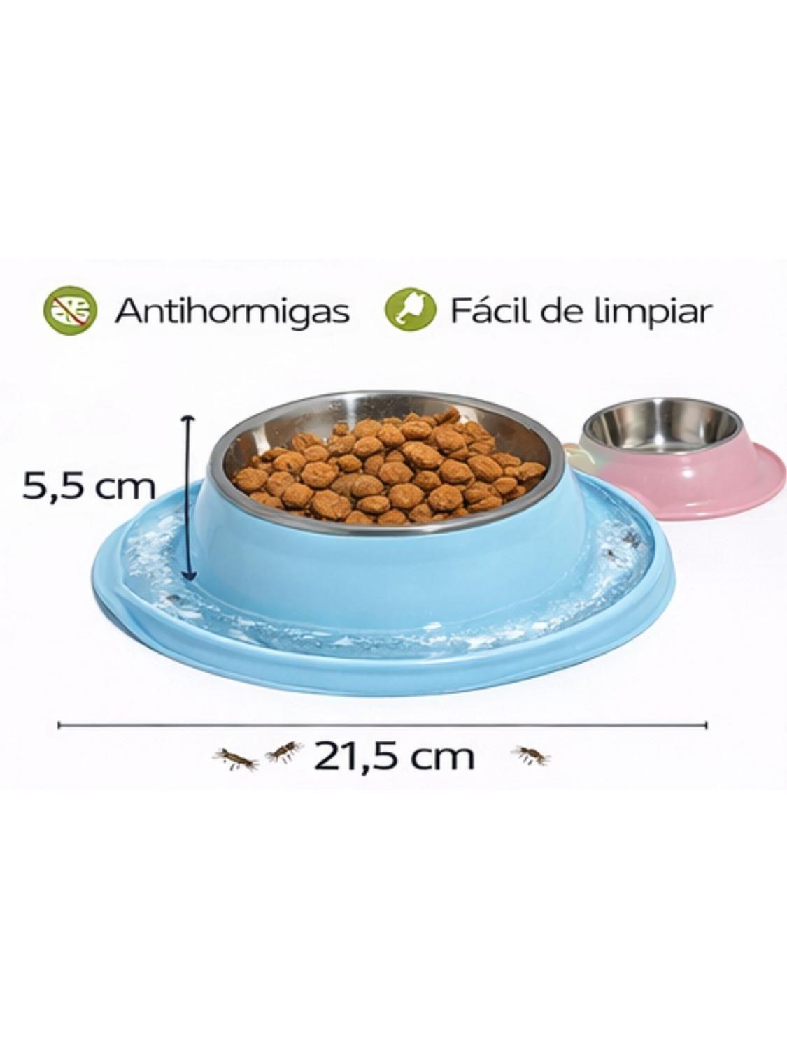 Plato Antihormigas Acero Inoxidable Mascotas 21,5 cm-5