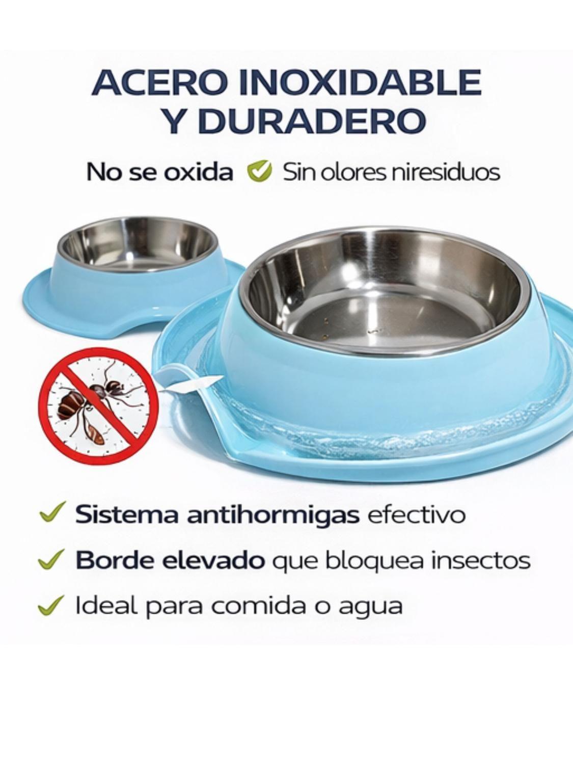 Plato Antihormigas Acero Inoxidable Mascotas 21,5 cm-6