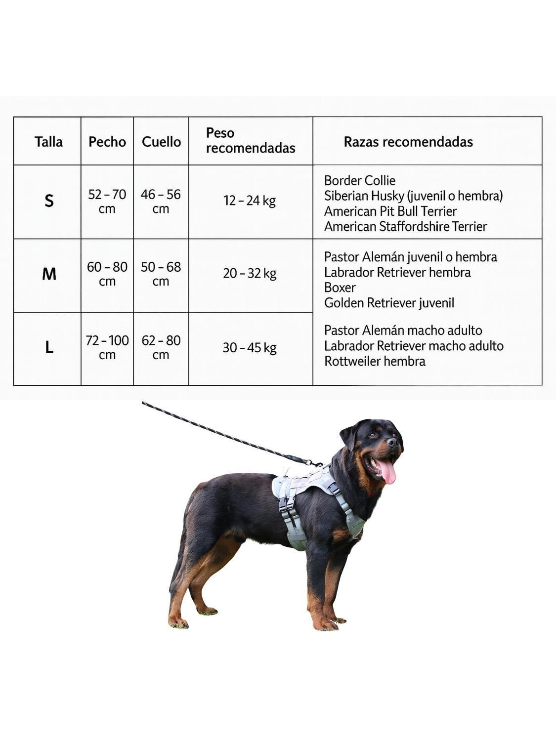 Arnés Táctico Perro Talla M Ajustable Reforzado con Manilla-1