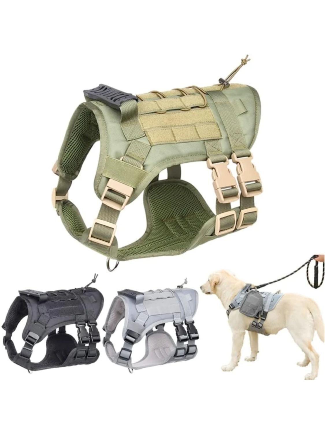 Arnés Táctico Perro Talla M Ajustable Reforzado con Manilla-2