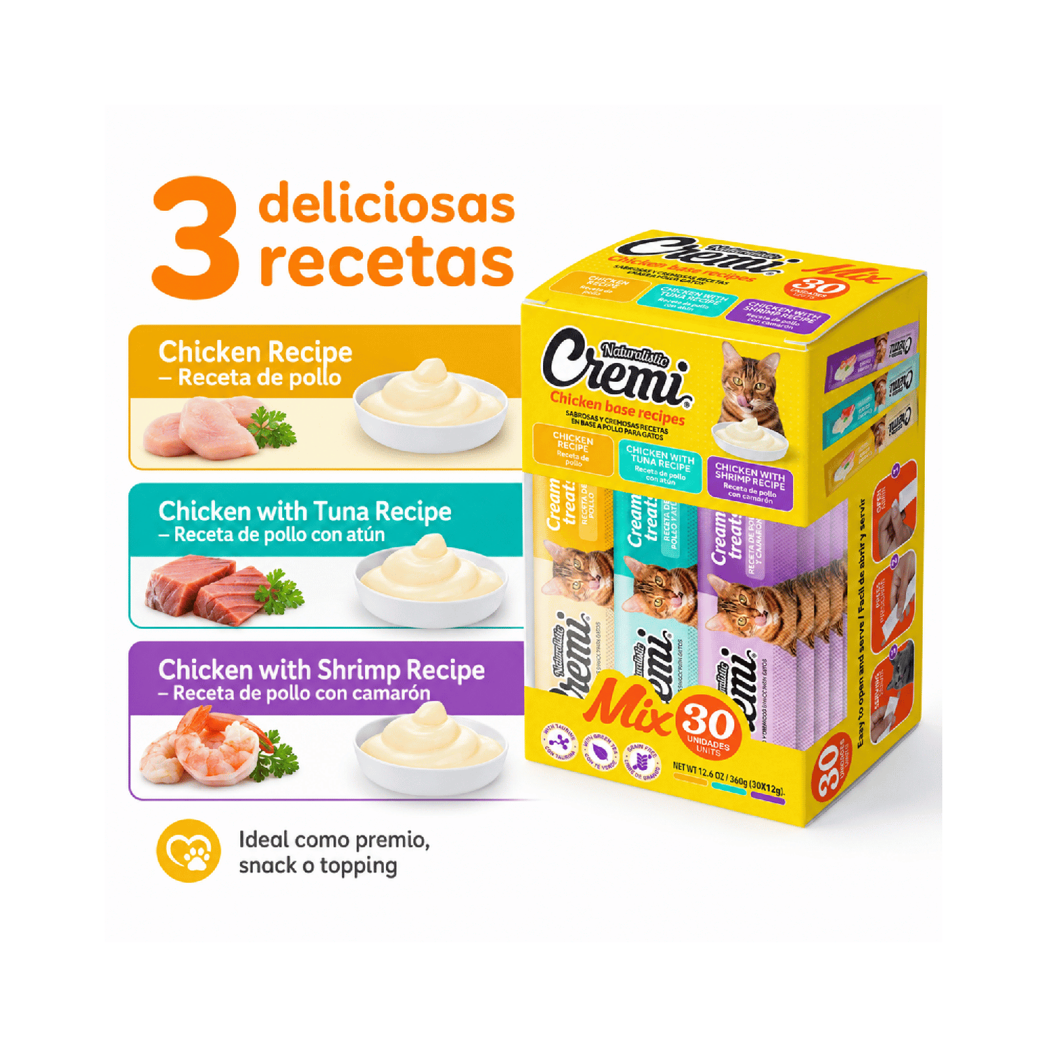 Snack Cremi Gato Mix Pollo 30 Sachet 360g-1