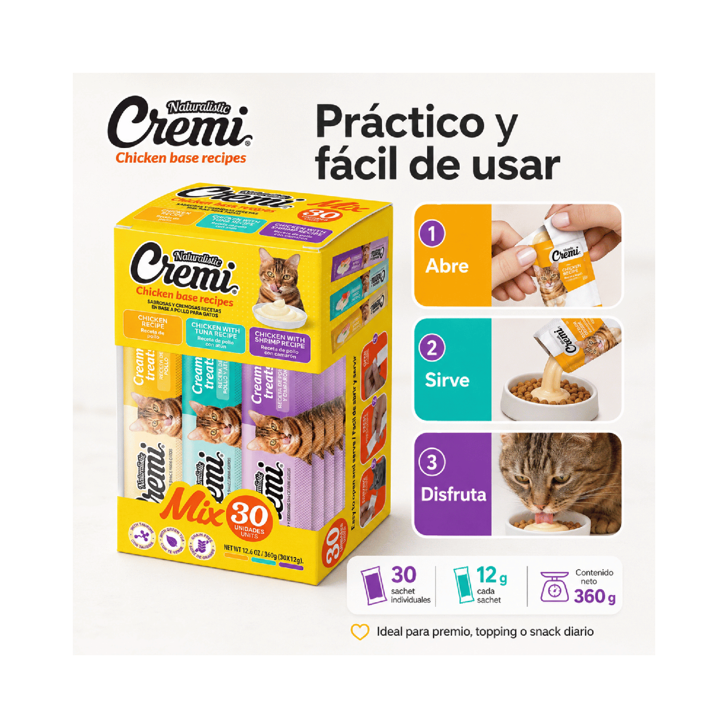 Snack Cremi Gato Mix Pollo 30 Sachet 360g-6