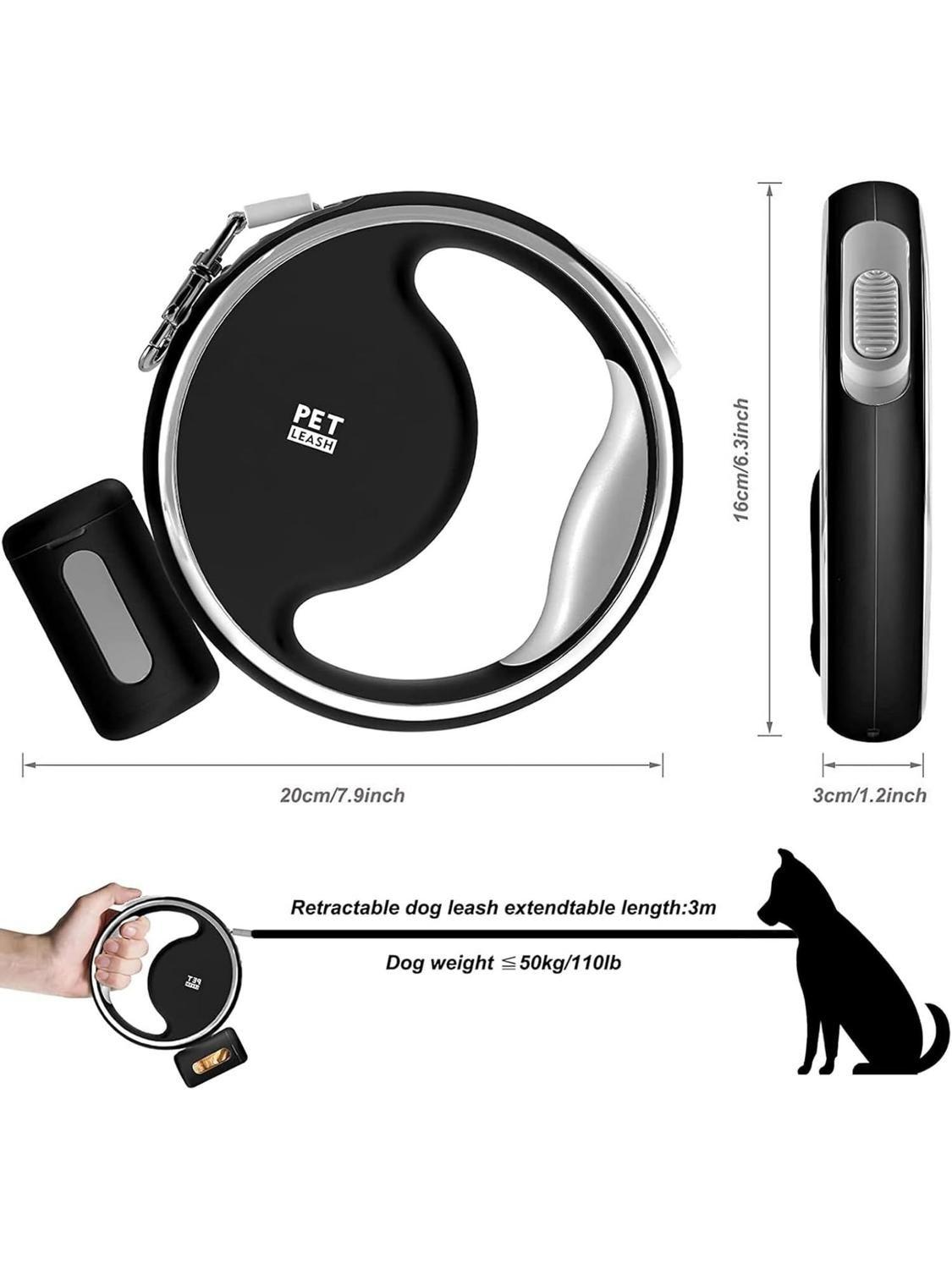 Correa retráctil Para Perros + linterna LED extensible 3 mts-4