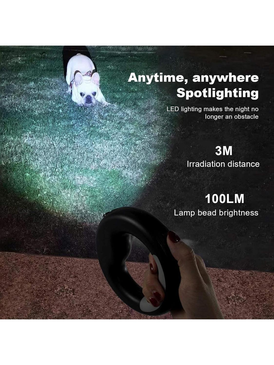 Correa retráctil Para Perros + linterna LED extensible 3 mts-5