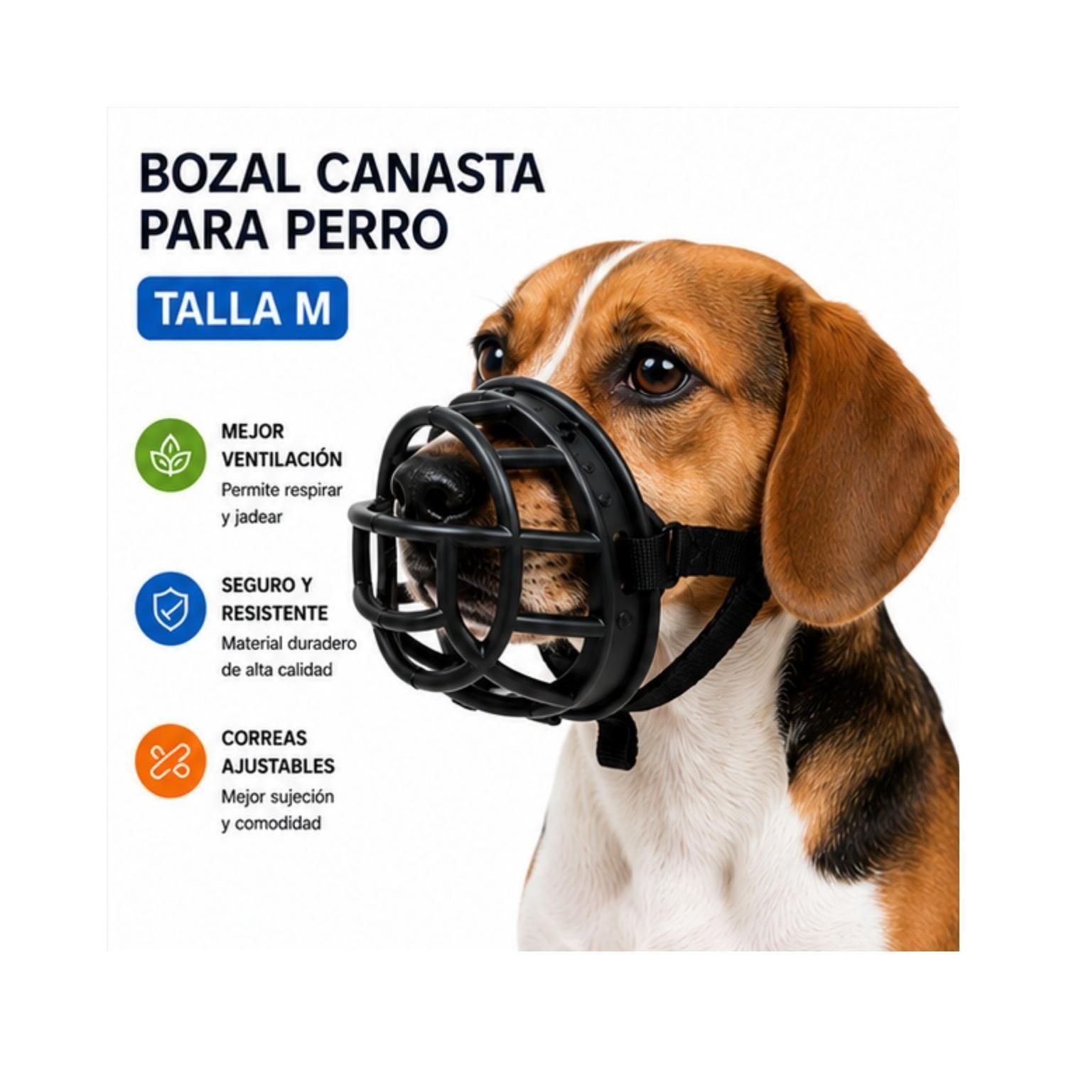 Bozal Canasta Perro M Negro Ajustable Razas Medianas-2