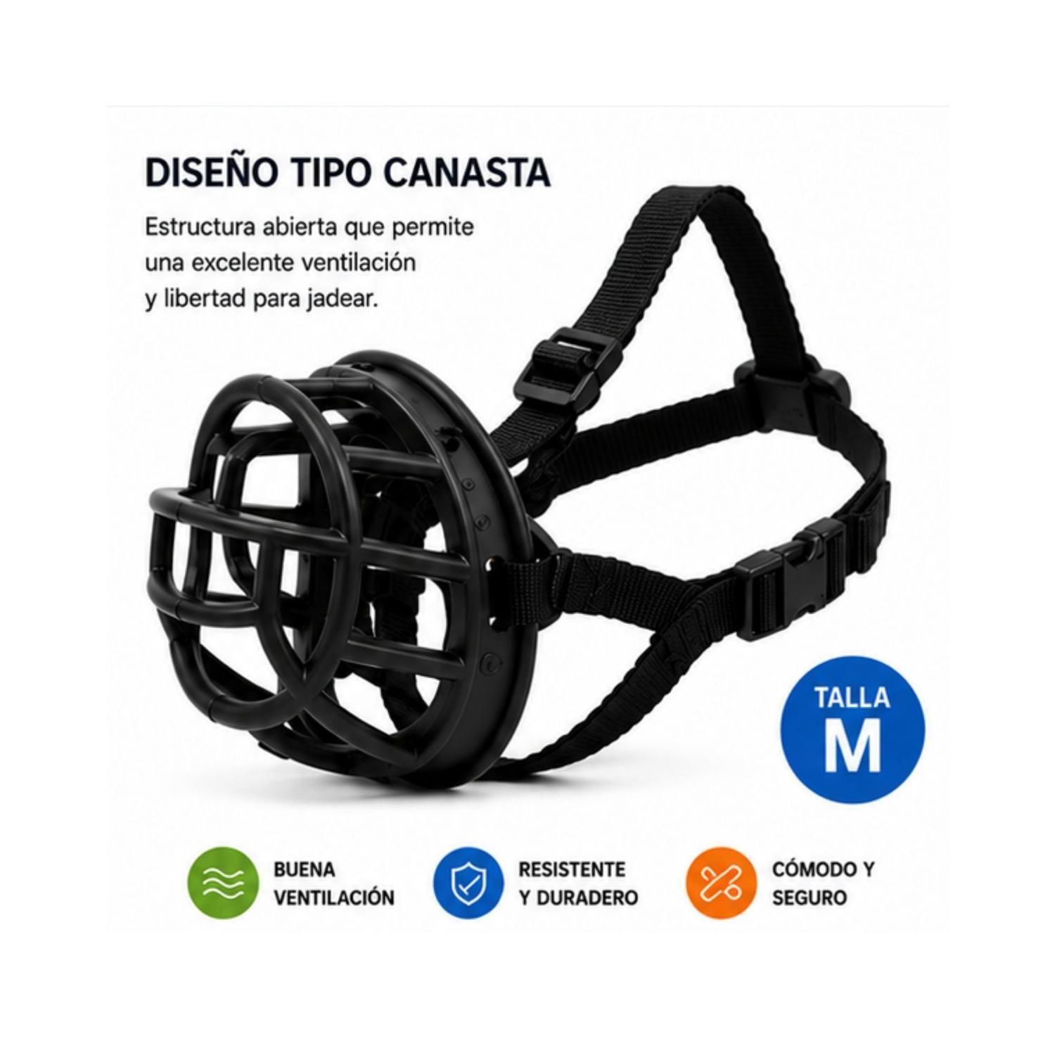 Bozal Canasta Perro M Negro Ajustable Razas Medianas-4