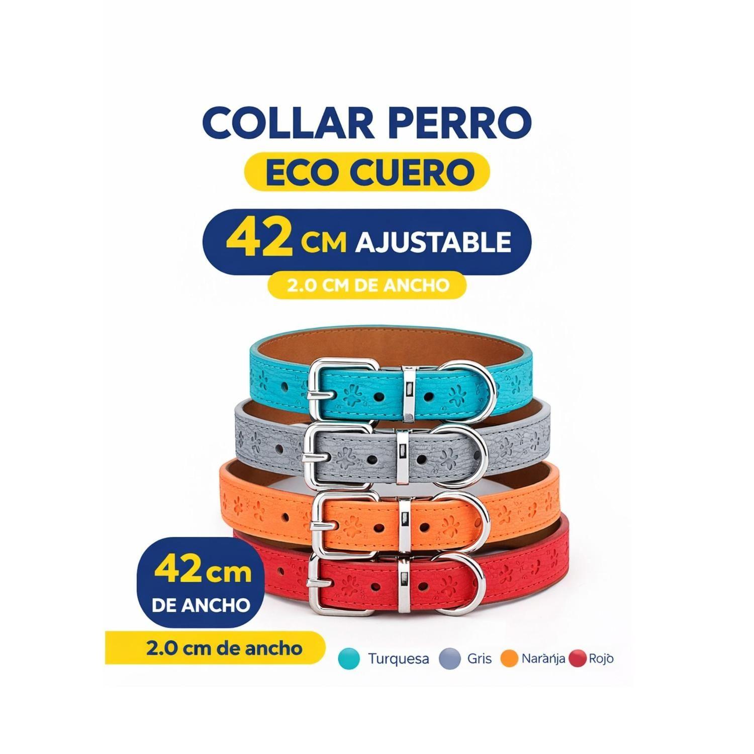 Collar Perro Eco Cuero 42 cm Diseño Patitas Ajustable-4