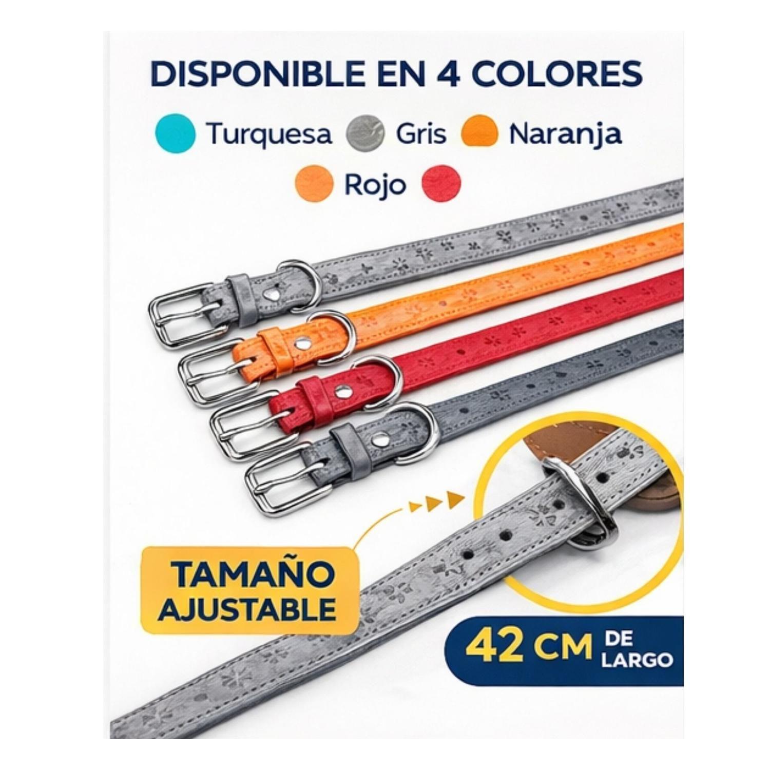 Collar Perro Eco Cuero 42 cm Diseño Patitas Ajustable-5