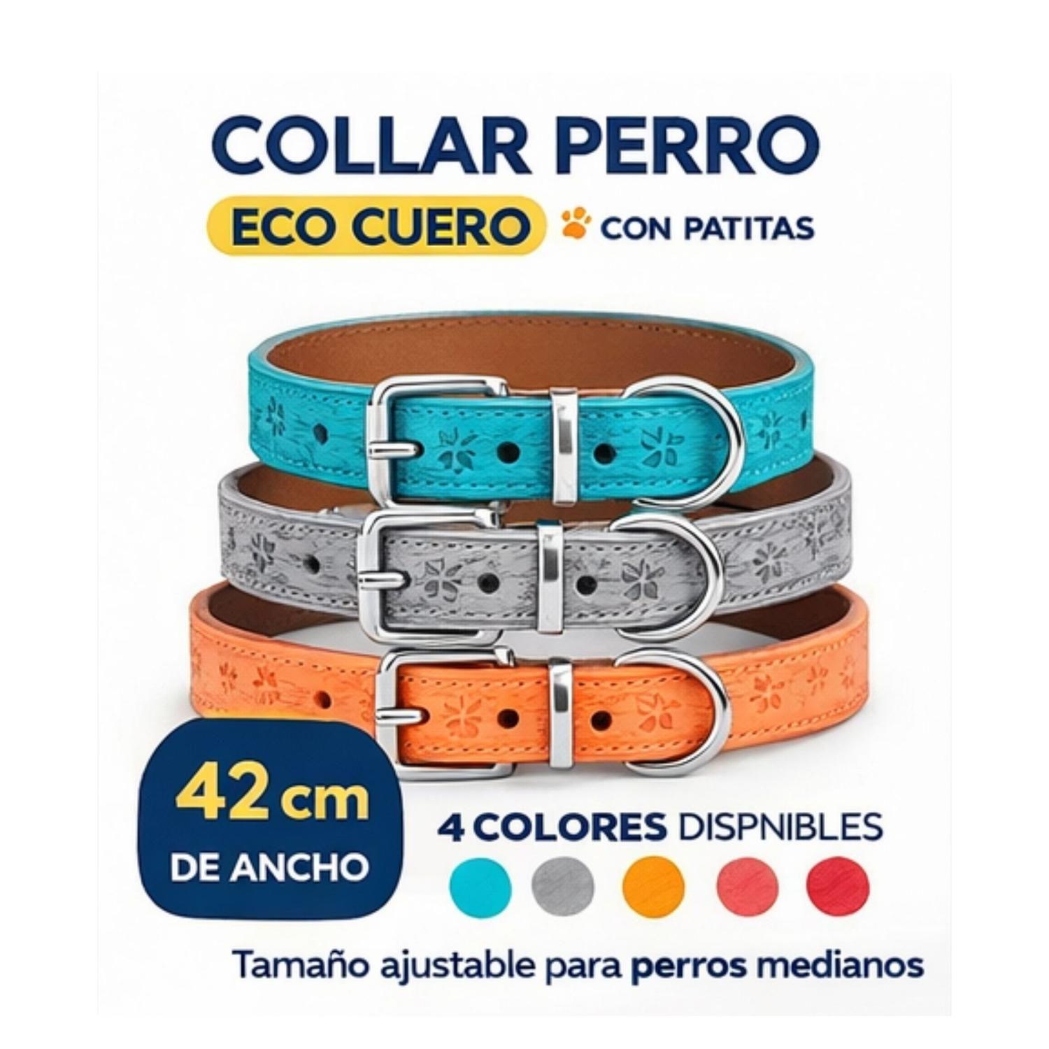 Collar Perro Eco Cuero 42 cm Diseño Patitas Ajustable-6