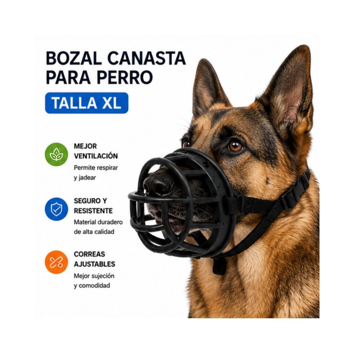 Bozal Canasta Perro XL Negro Ajustable Razas Grandes-2