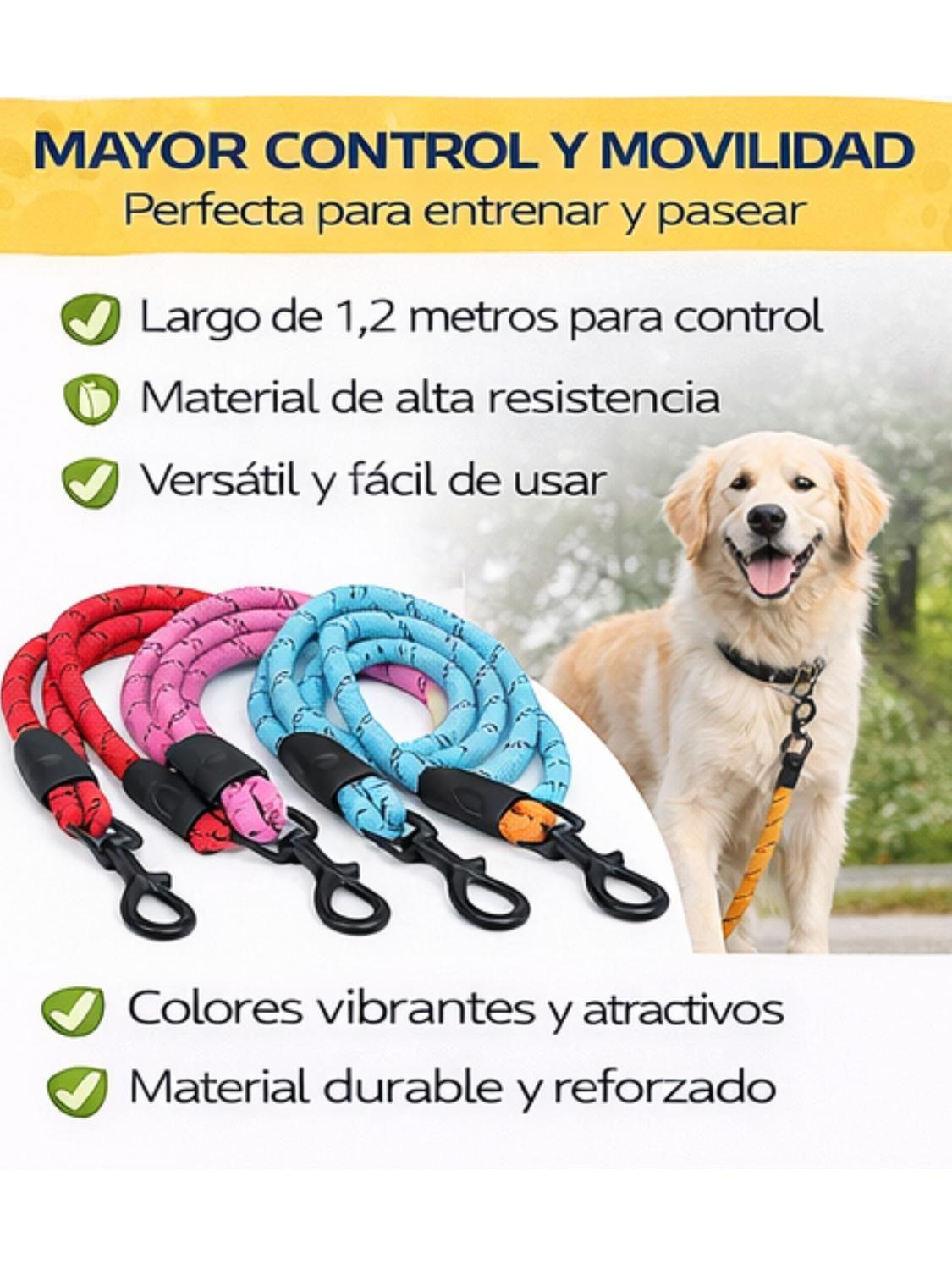 Correa Redonda Perro 1.2 m Resistente Antideslizante-3