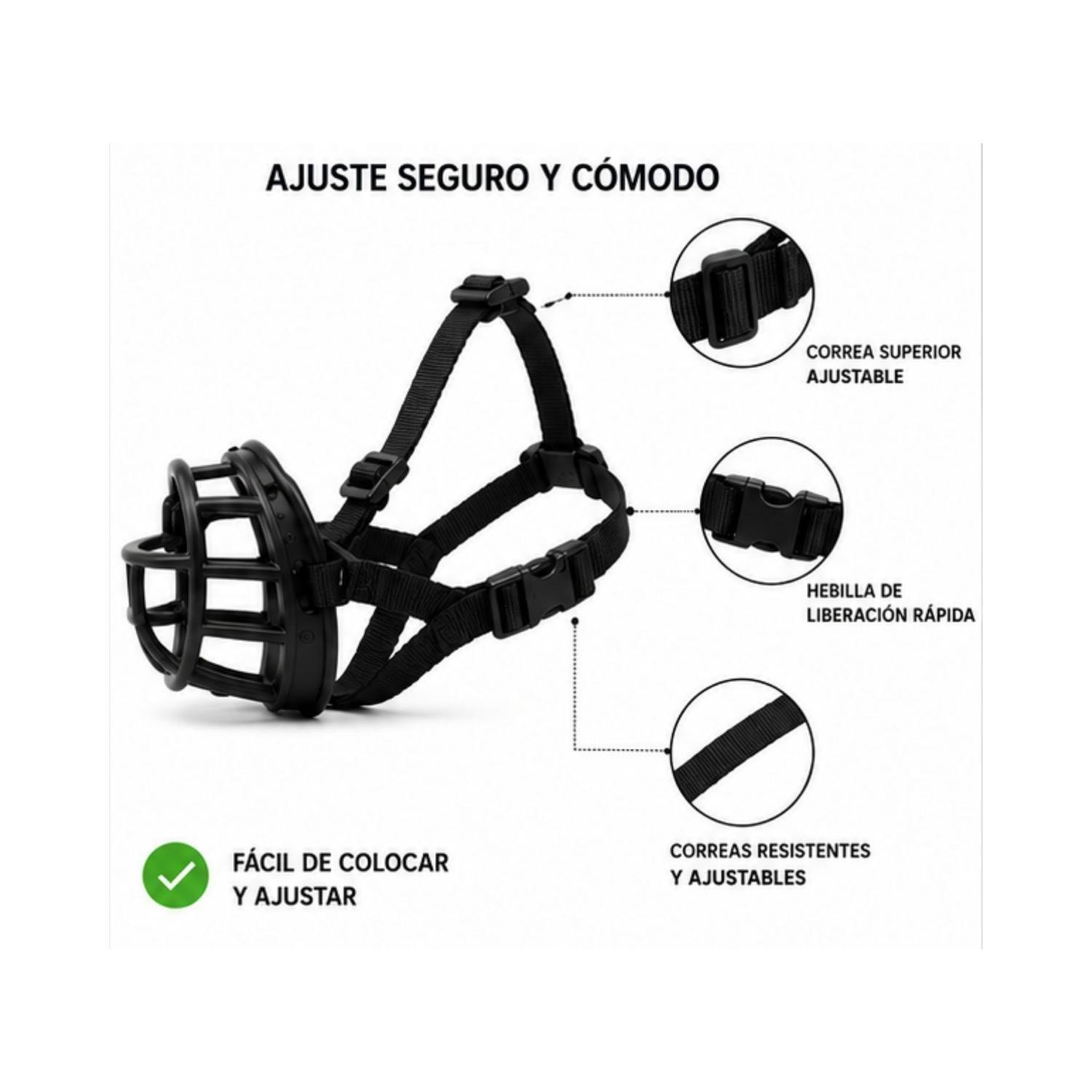Bozal Canasta Perro XS Negro Razas Pequeñas Ajustable-2