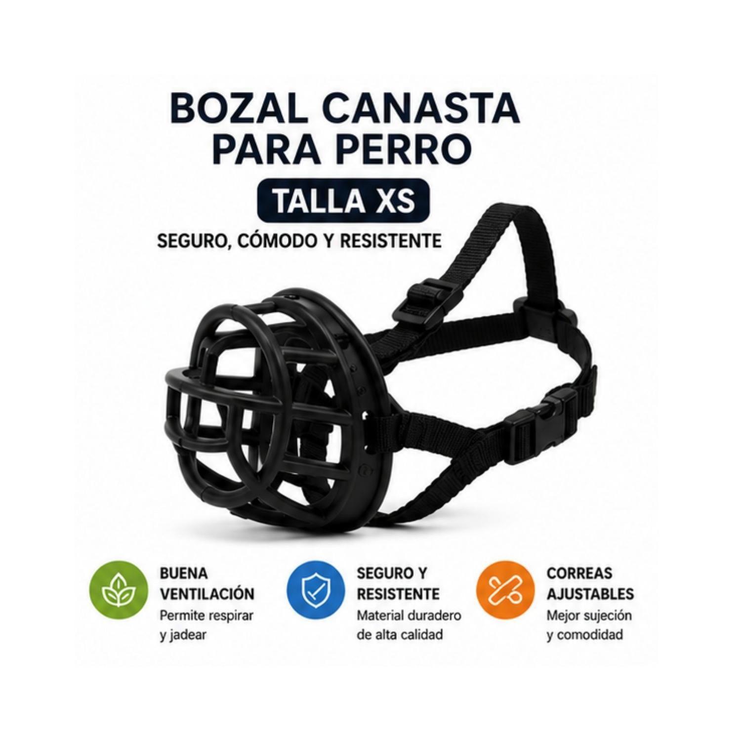 Bozal Canasta Perro XS Negro Razas Pequeñas Ajustable-4