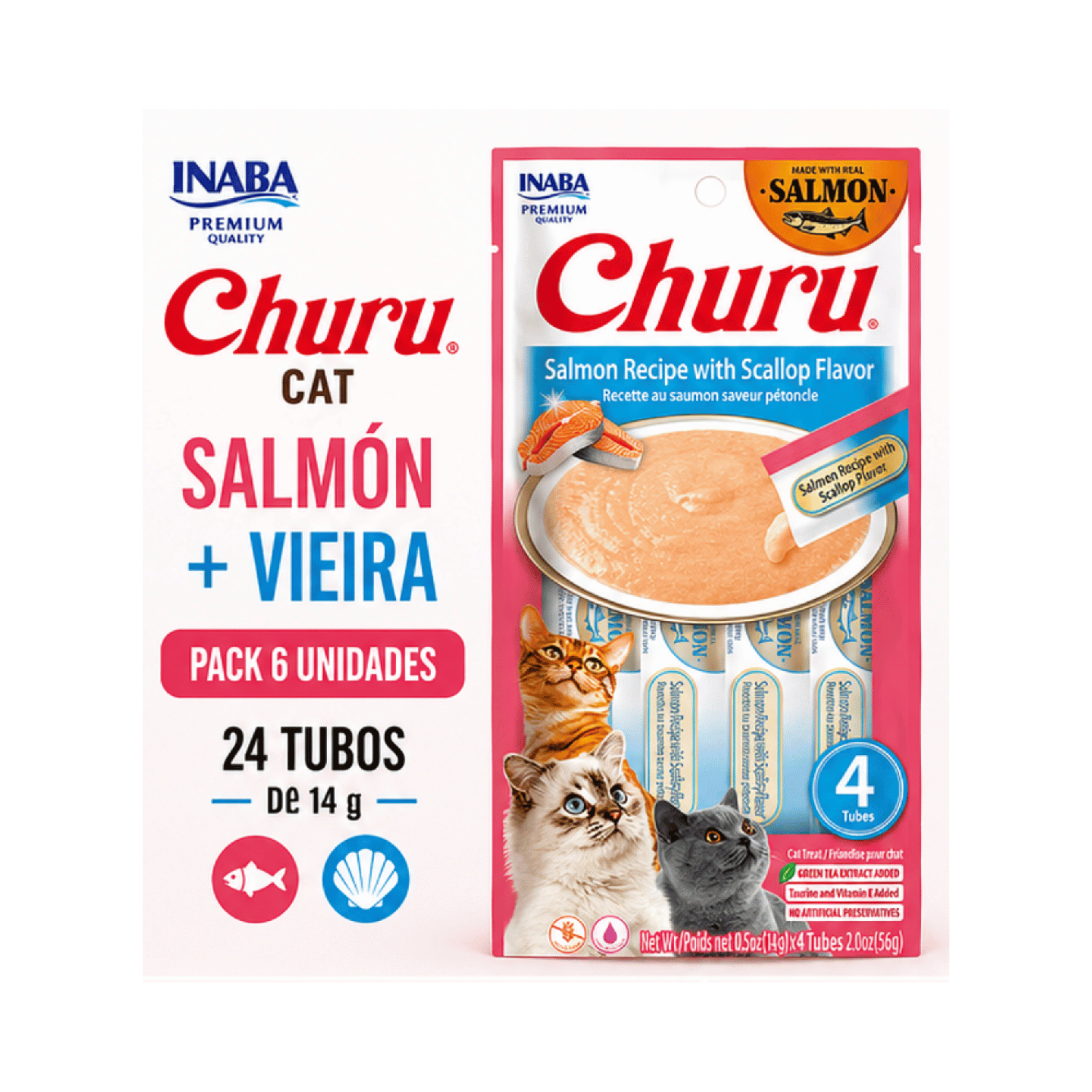 Churu Cat Salmón y Vieira 14g x4 | Pack 6 Unidades-2
