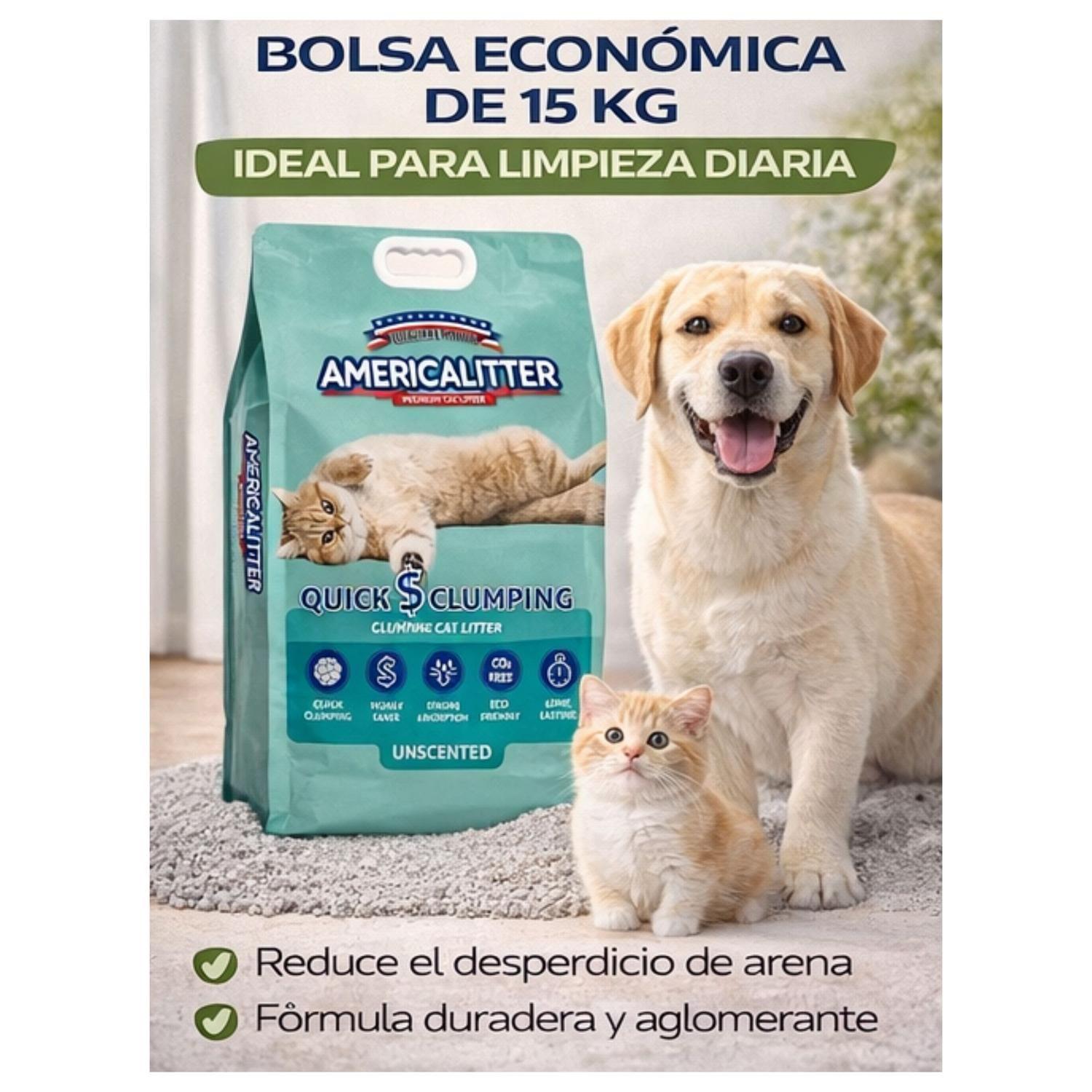 Arena Gato AmericaLitter 15 kg Quick Clumping Sin Aroma-5
