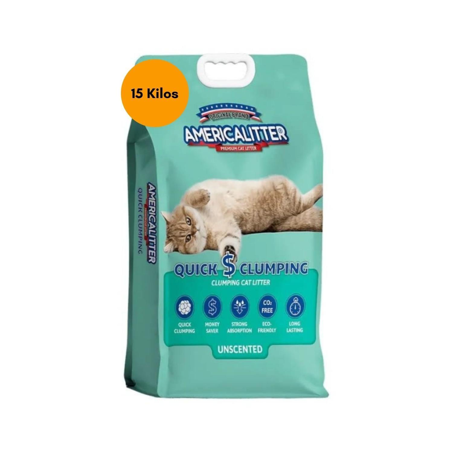 Arena Gato AmericaLitter 15 kg Quick Clumping Sin Aroma-6