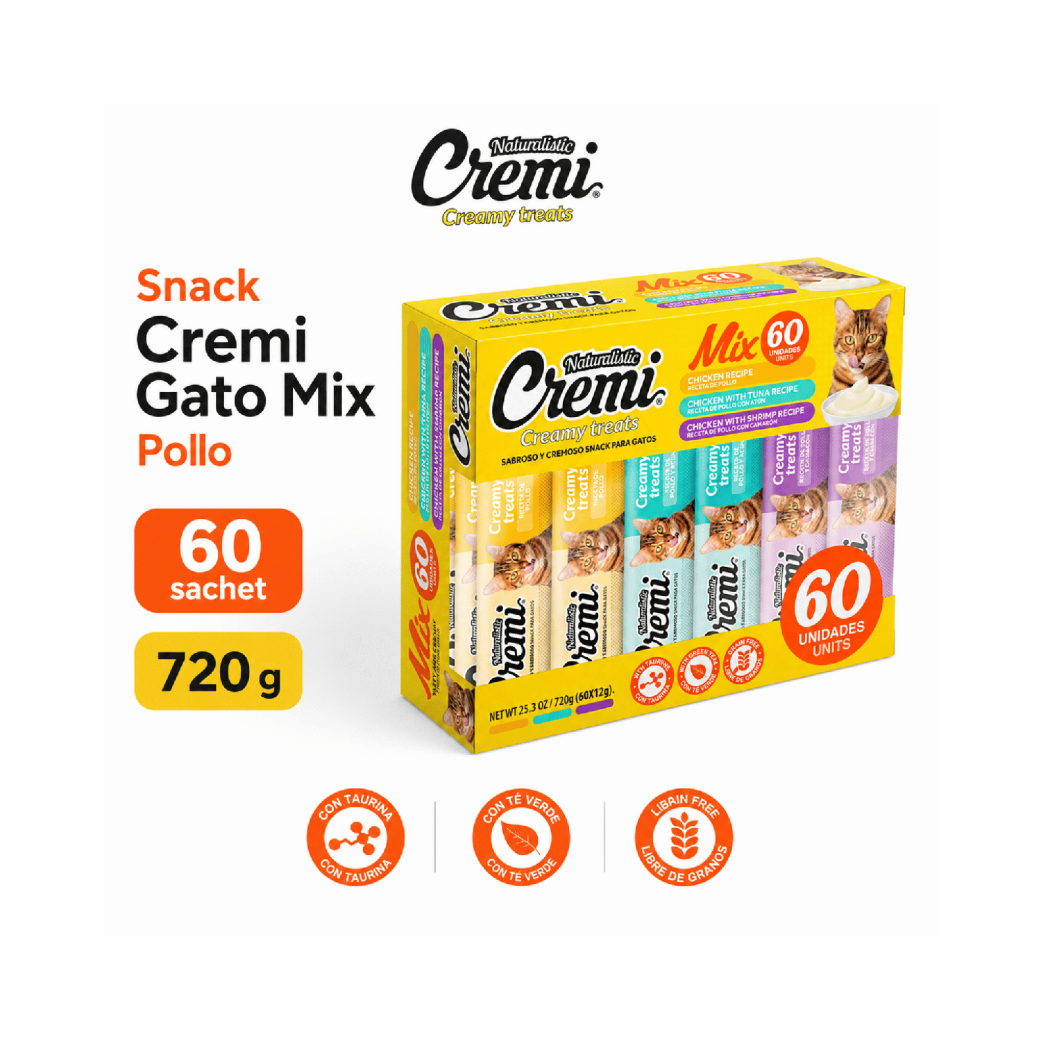 Snack Cremi Gato Mix Pollo 60 Sachet 720g-4