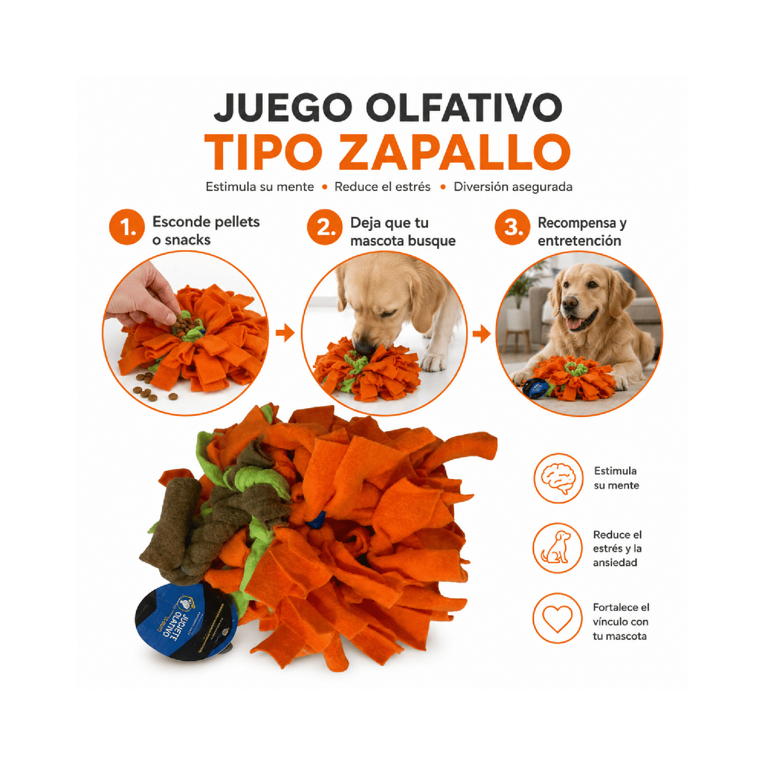 Bola Olfativa Zapallo Para Mascotas 20x20x20 cm-2