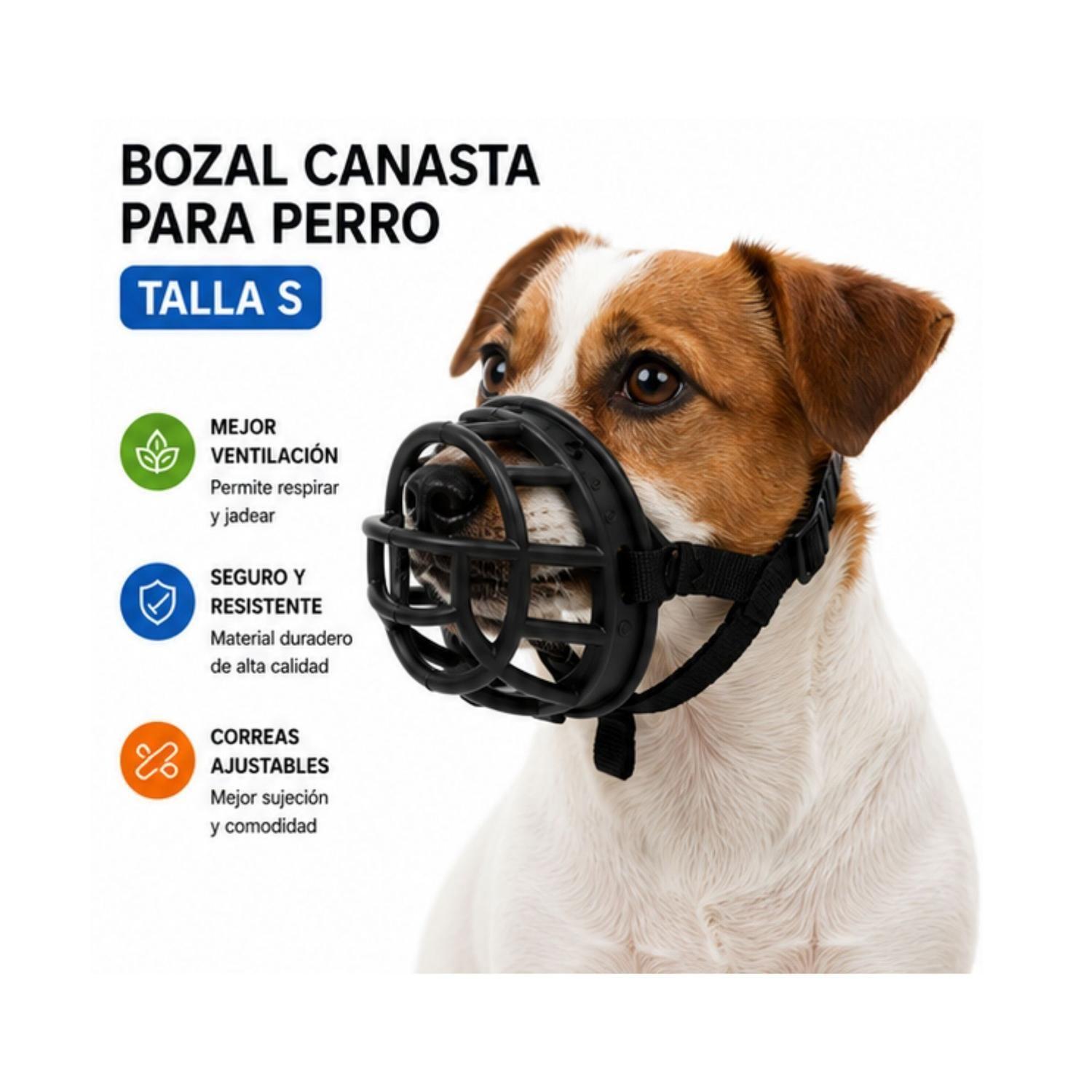 Bozal Canasta Perro S Negro Ajustable Razas Pequeñas-2