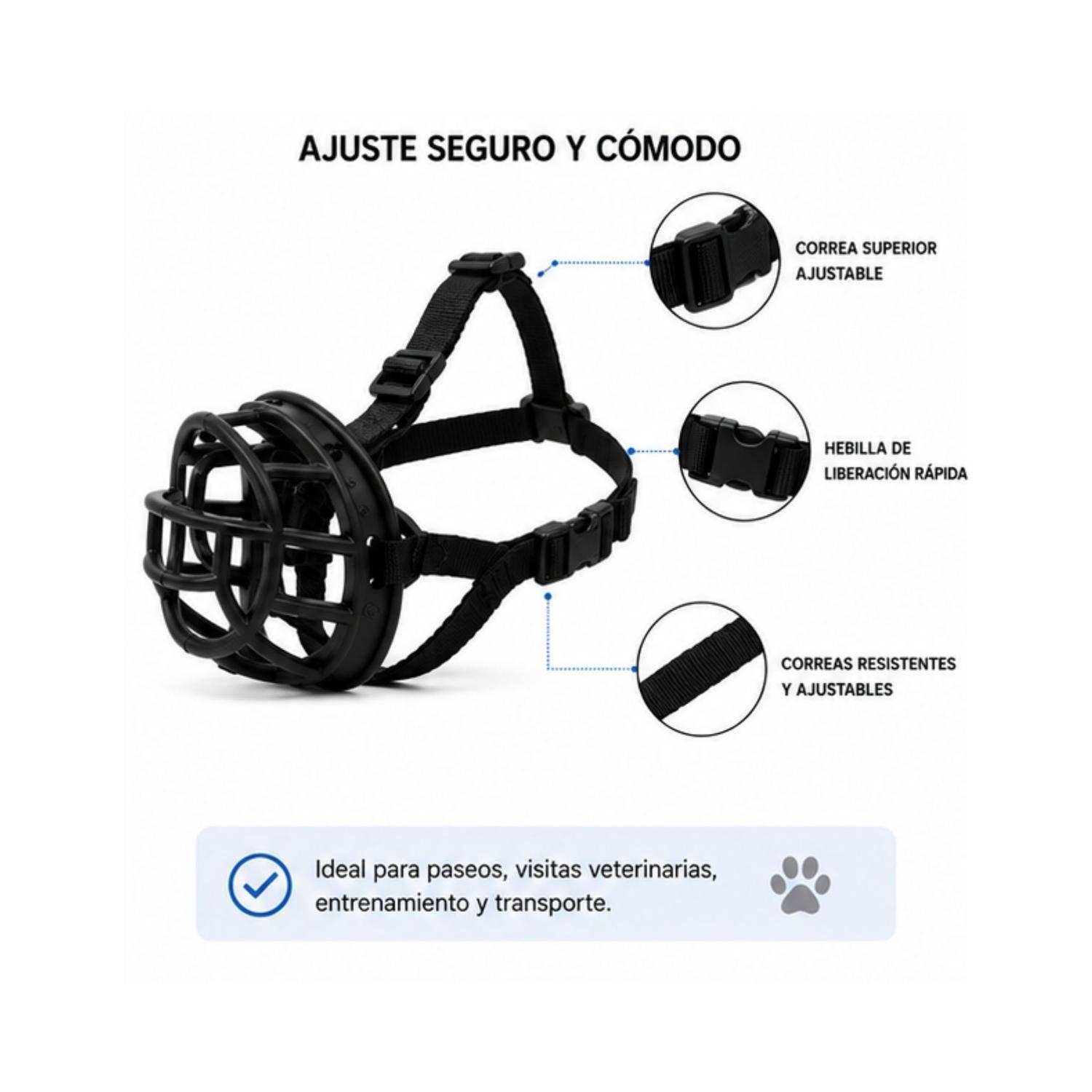 Bozal Canasta Perro S Negro Ajustable Razas Pequeñas-3