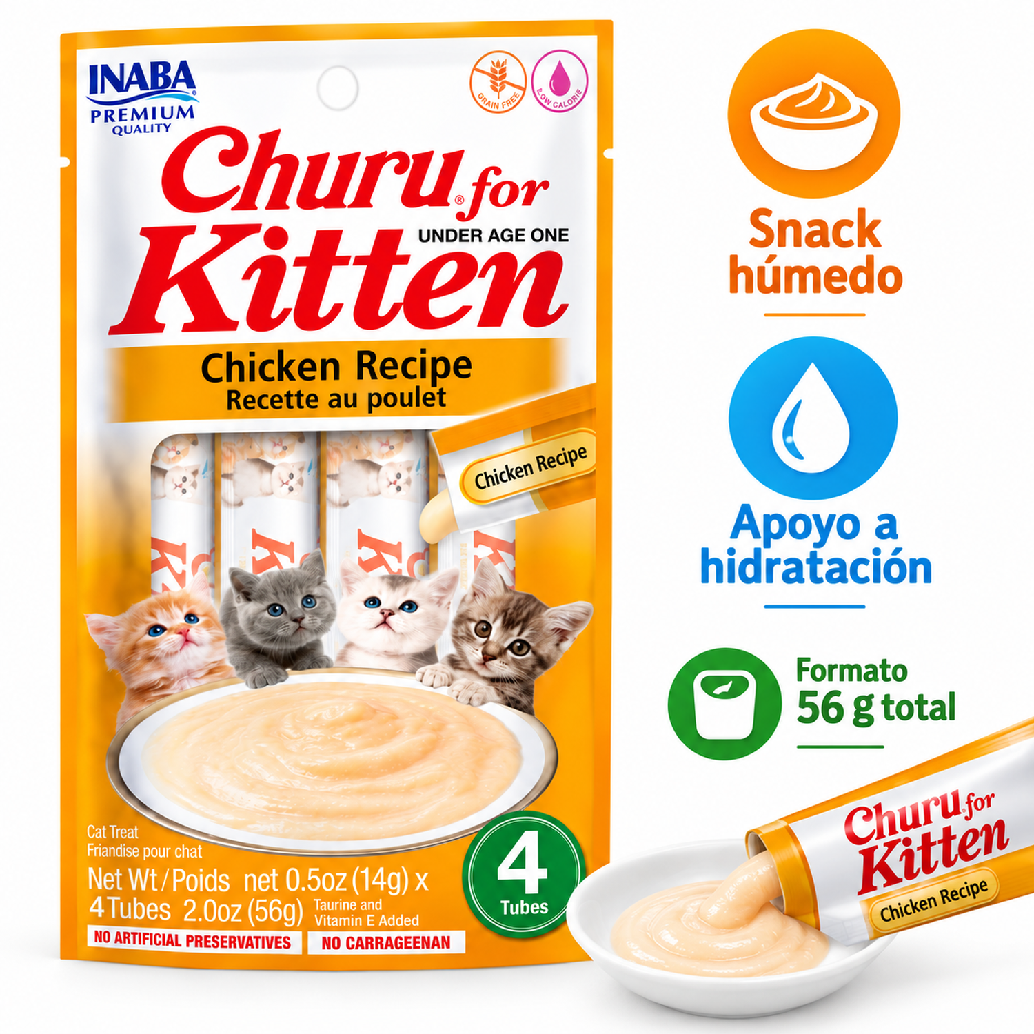Inaba Churu Kitten Pollo 14g x4 Pack 6 Sobres-2