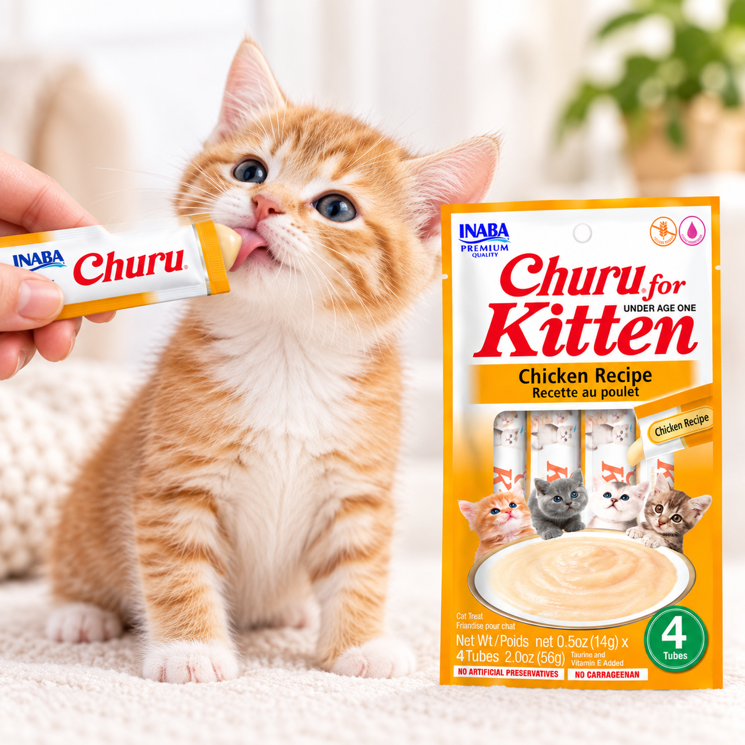Inaba Churu Kitten Pollo 14g x4 Pack 6 Sobres-3