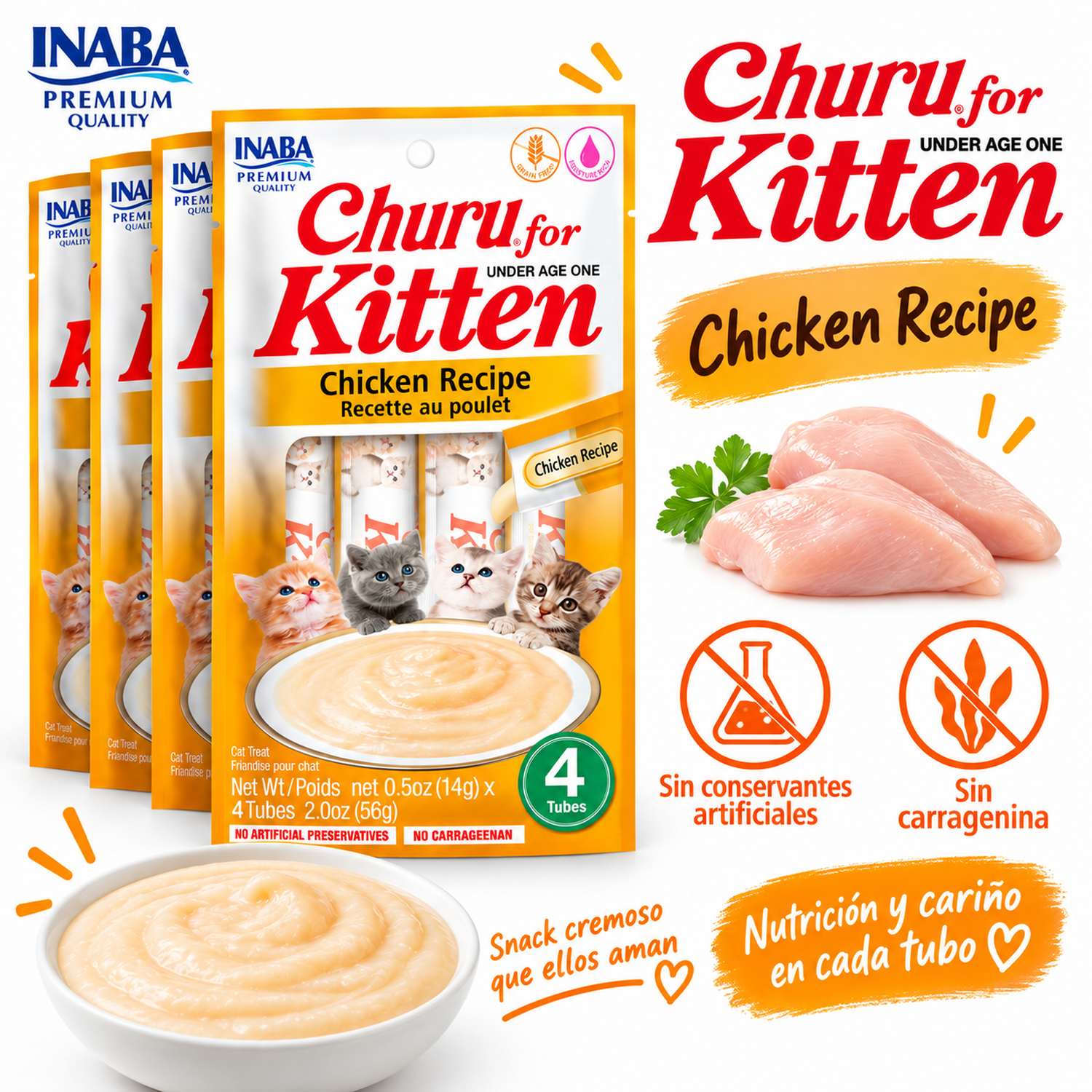 Inaba Churu Kitten Pollo 14g x4 Pack 6 Sobres-4