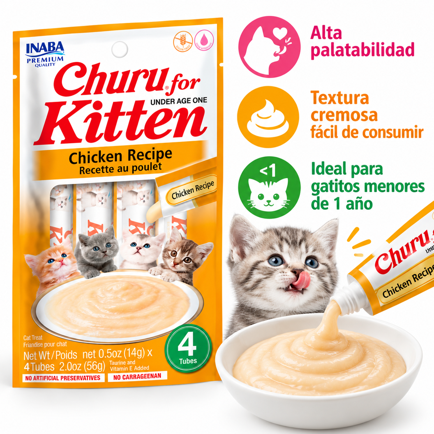 Inaba Churu Kitten Pollo 14g x4 Pack 6 Sobres-7