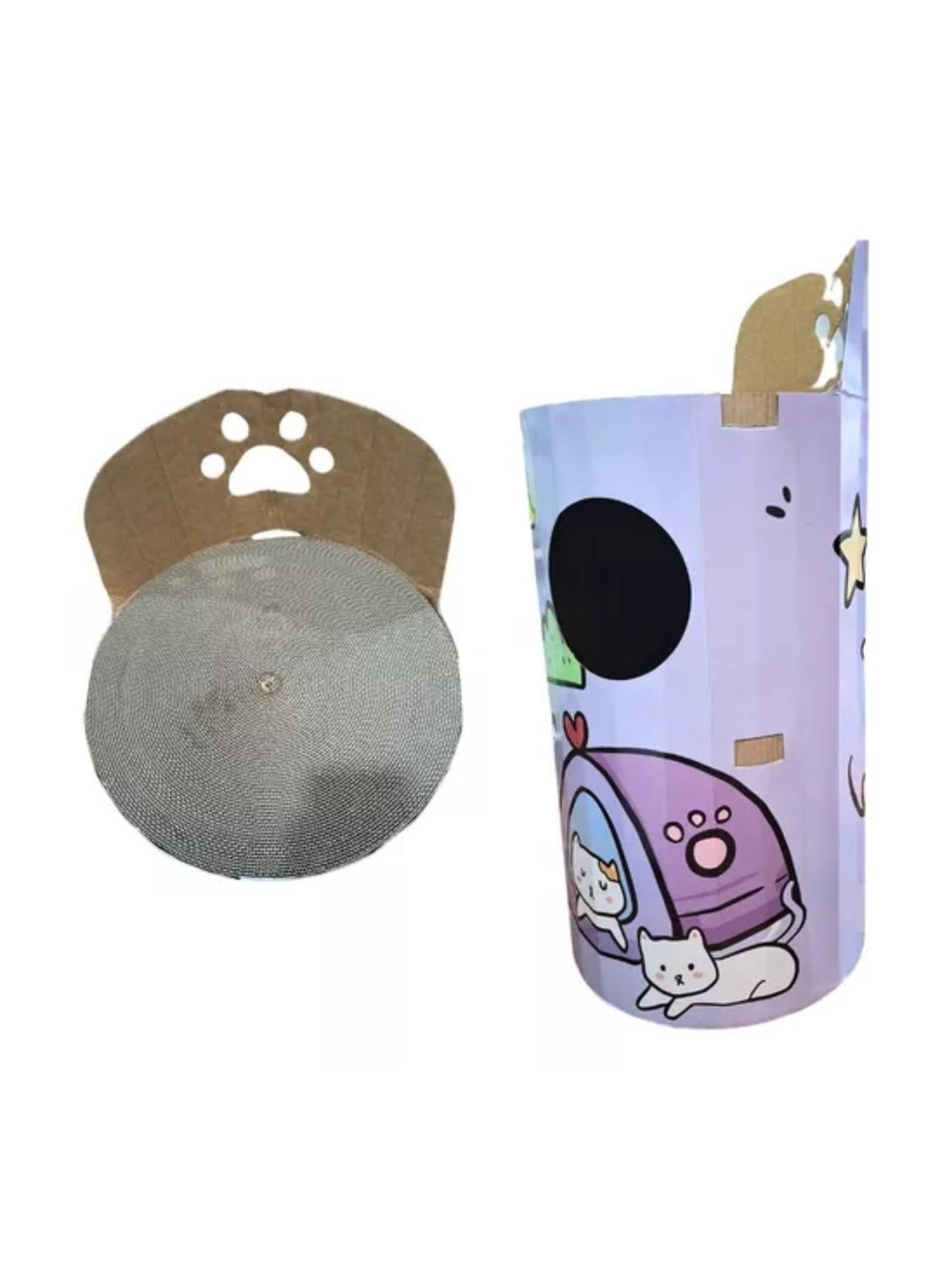 Rascador torre tres pisos para gatos Interactivo 68x40cm-2