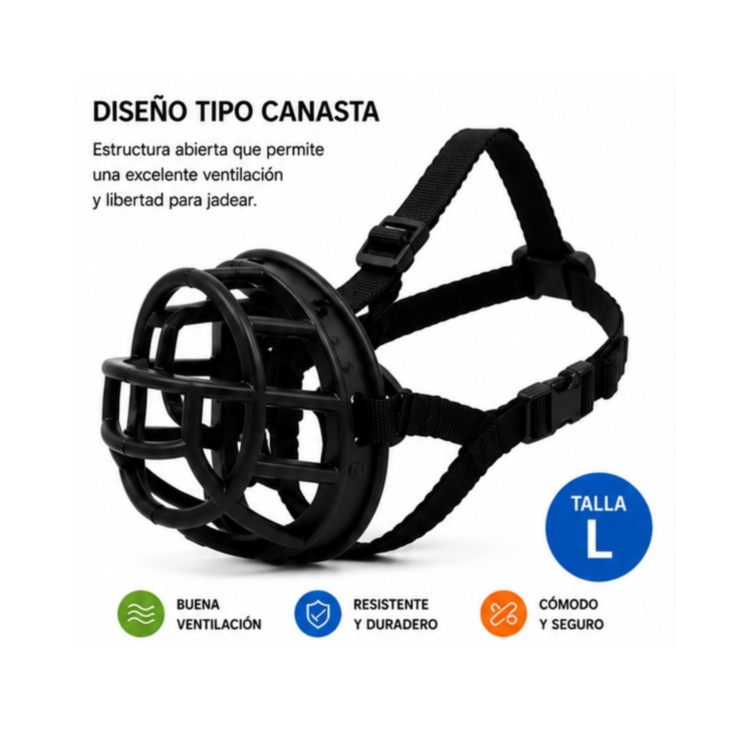 Bozal Canasta Perro L Negro Ajustable Razas Medianas-4