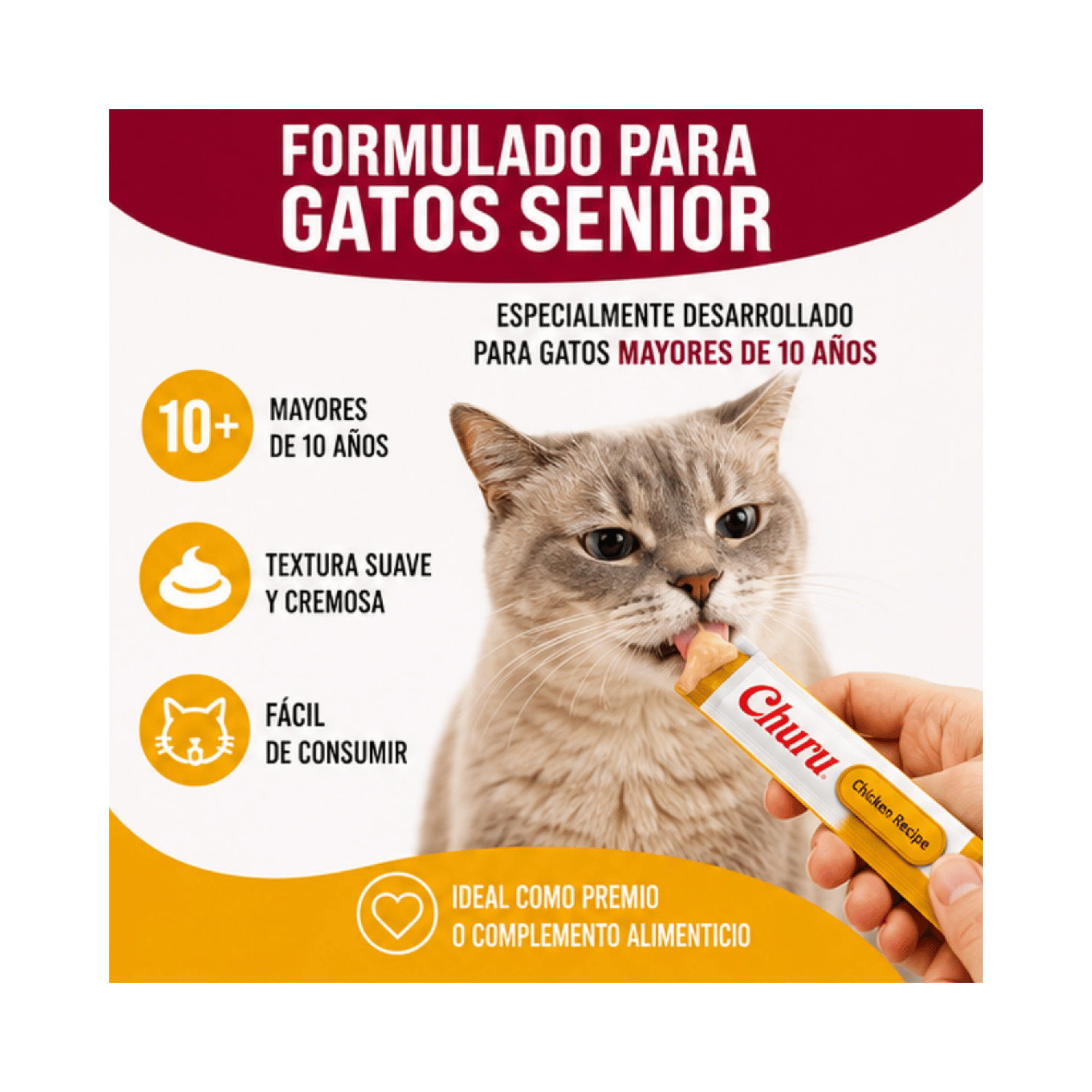 Churu Cat Senior 10+ Pollo 14g x4 | Pack 6 Unidades-4