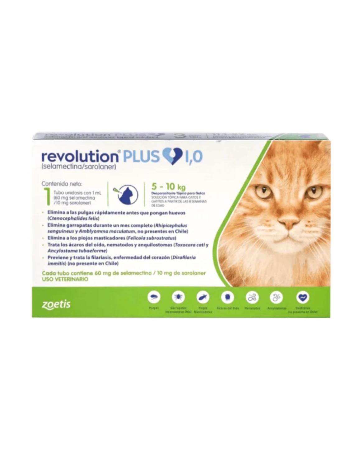 Antiparasitario Externo e Interno Zoetis Revolution Plus Gato (5 A 10 KG) 1 ML-0