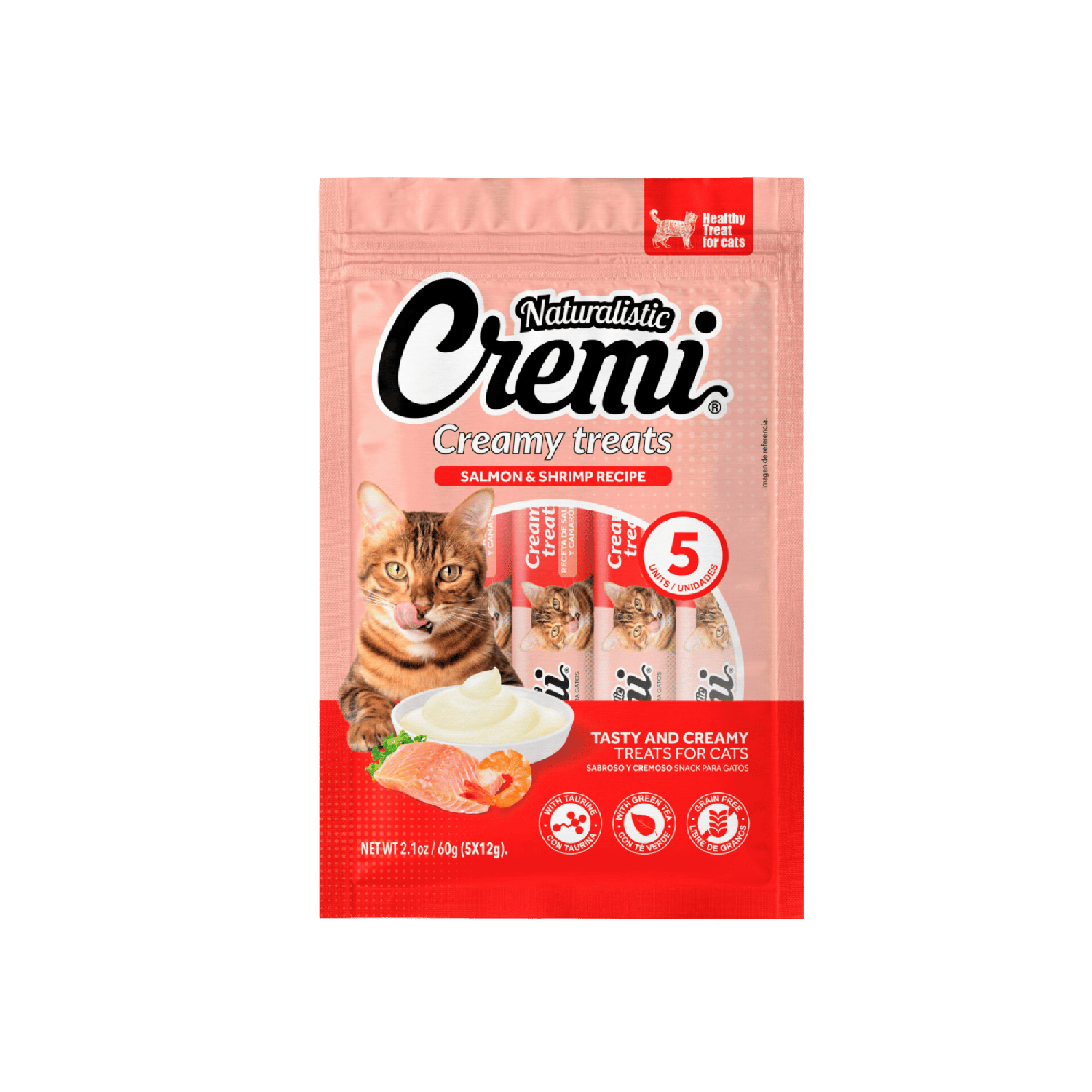 Snack Cremi Salmón Camarón Gato 5 Sachet 60g-0