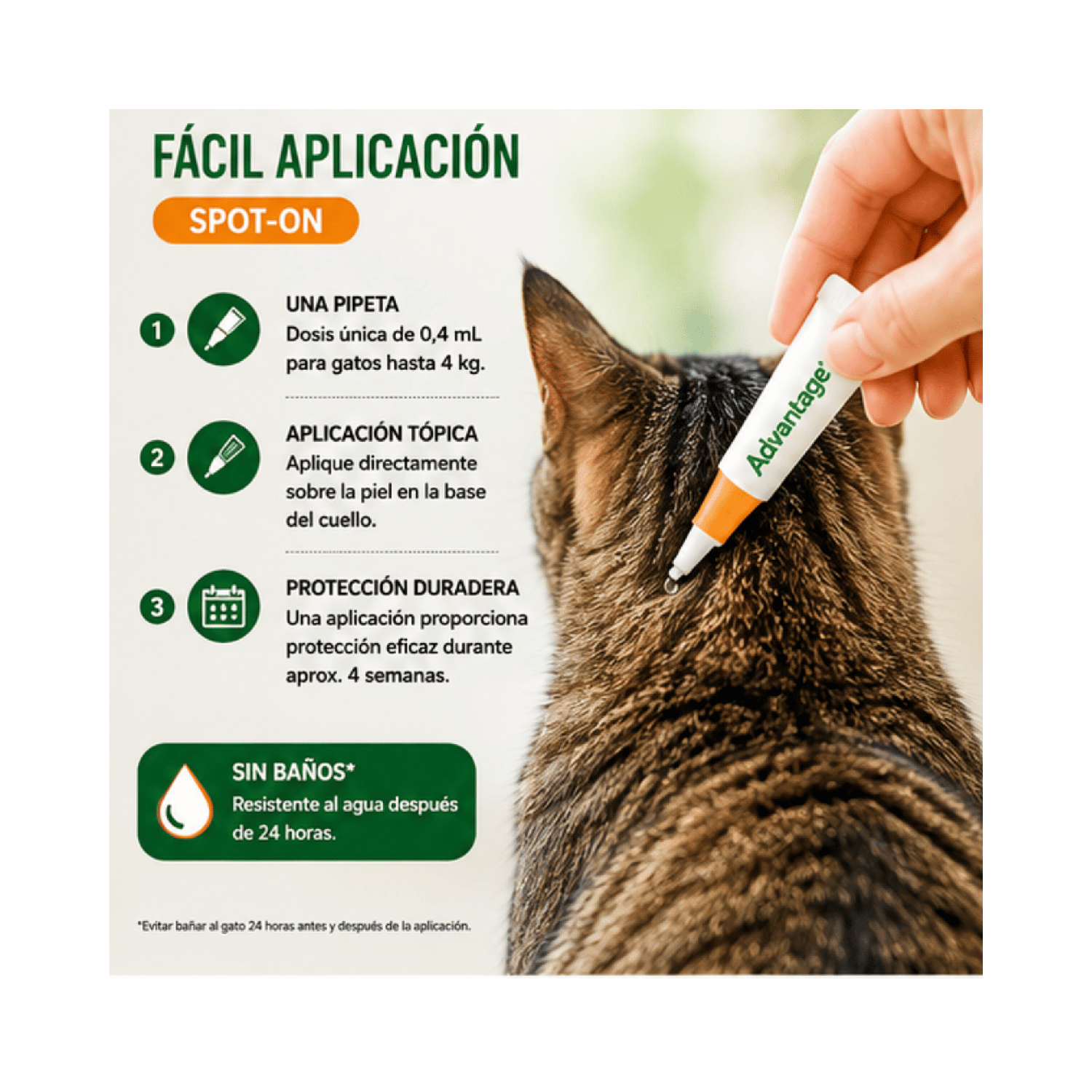 Advantage Gato Hasta 4 kg 0,4ml Antipulgas Externo Elanco-3
