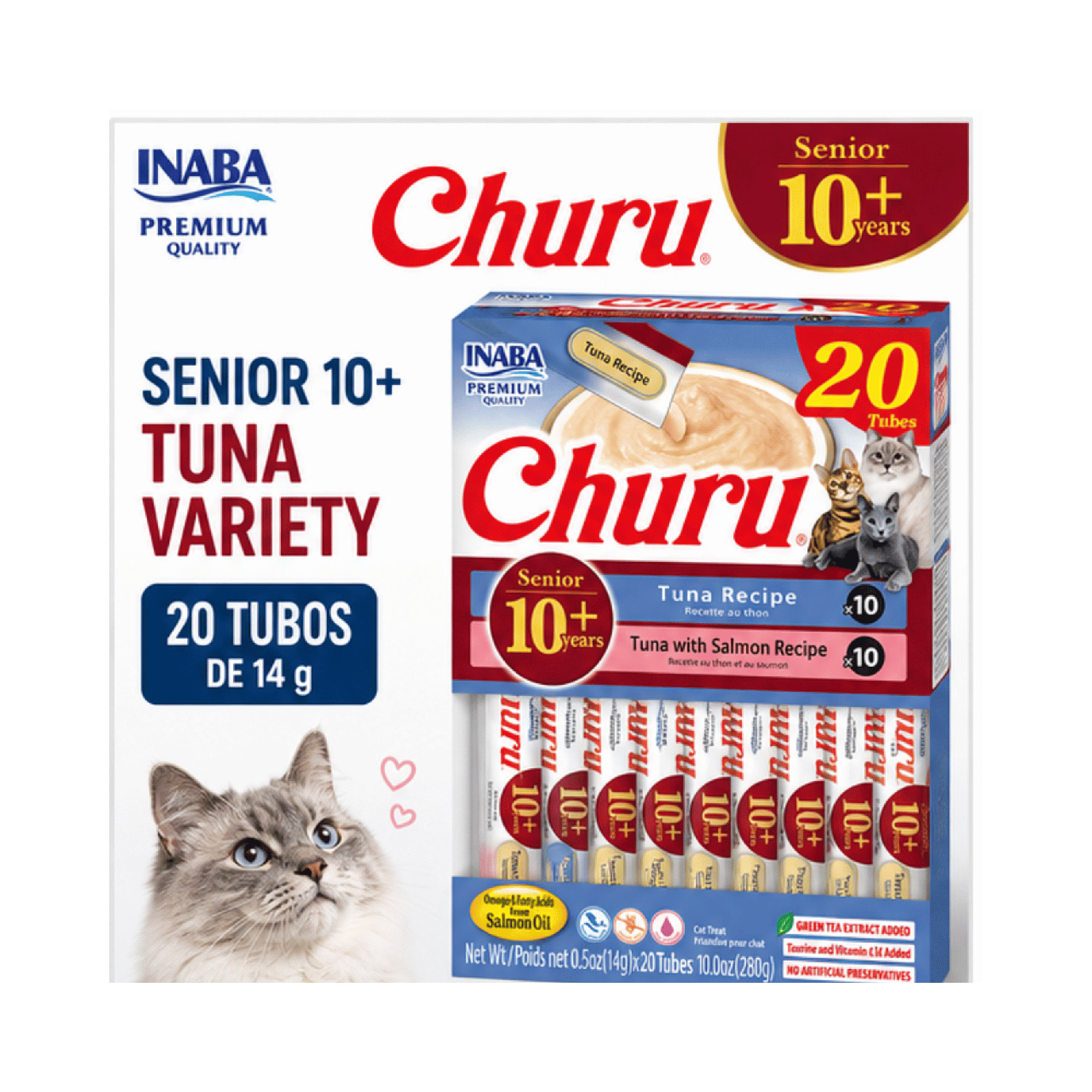 Churu Cat Senior 10+ Tuna Variety 14g x20 Tubos Para Gatos-4