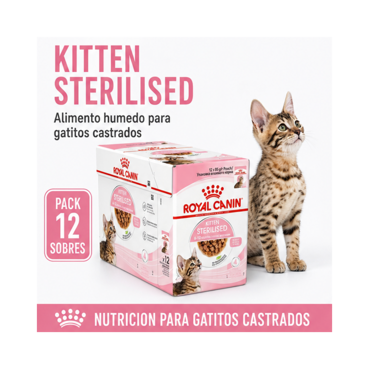 Royal Canin Kitten Sterilised Pouch 85g Gatos | Pack 12 Sobres-1