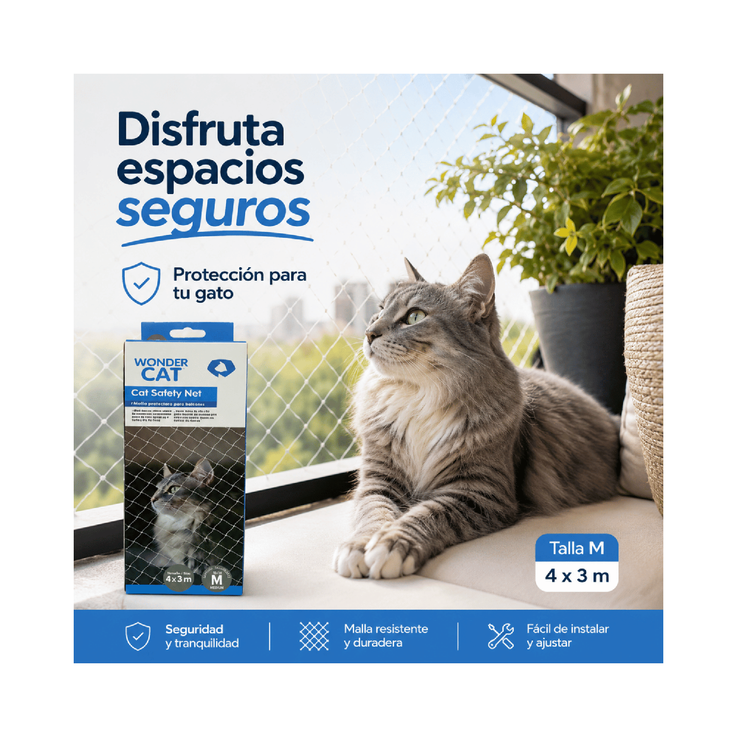 Malla Seguridad Gatos Balcón Terraza 4x3 M-2