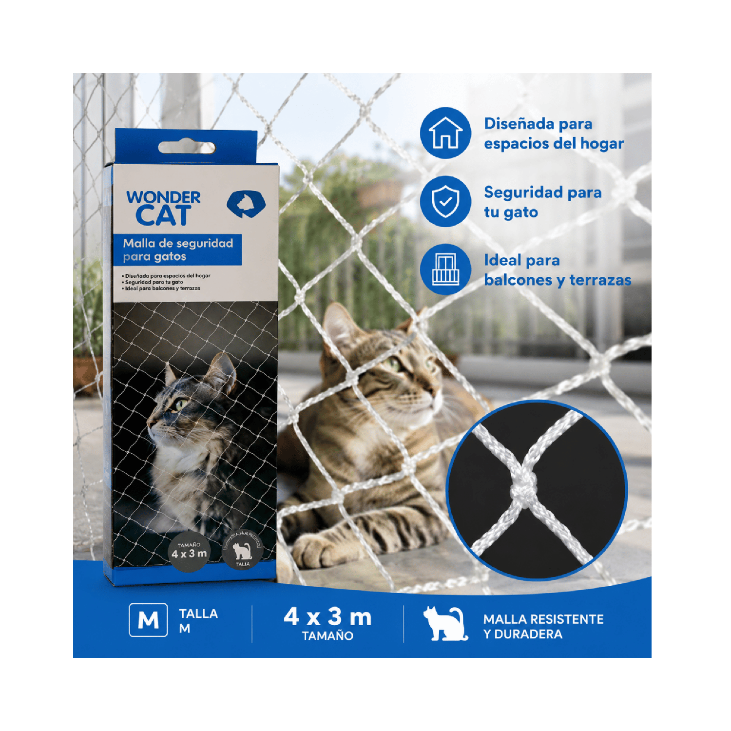 Malla Seguridad Gatos Balcón Terraza 4x3 M-3