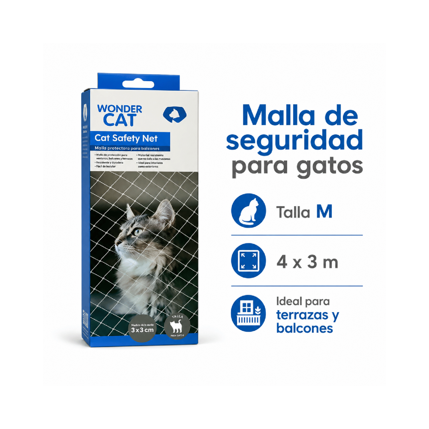 Malla Seguridad Gatos Balcón Terraza 4x3 M-4
