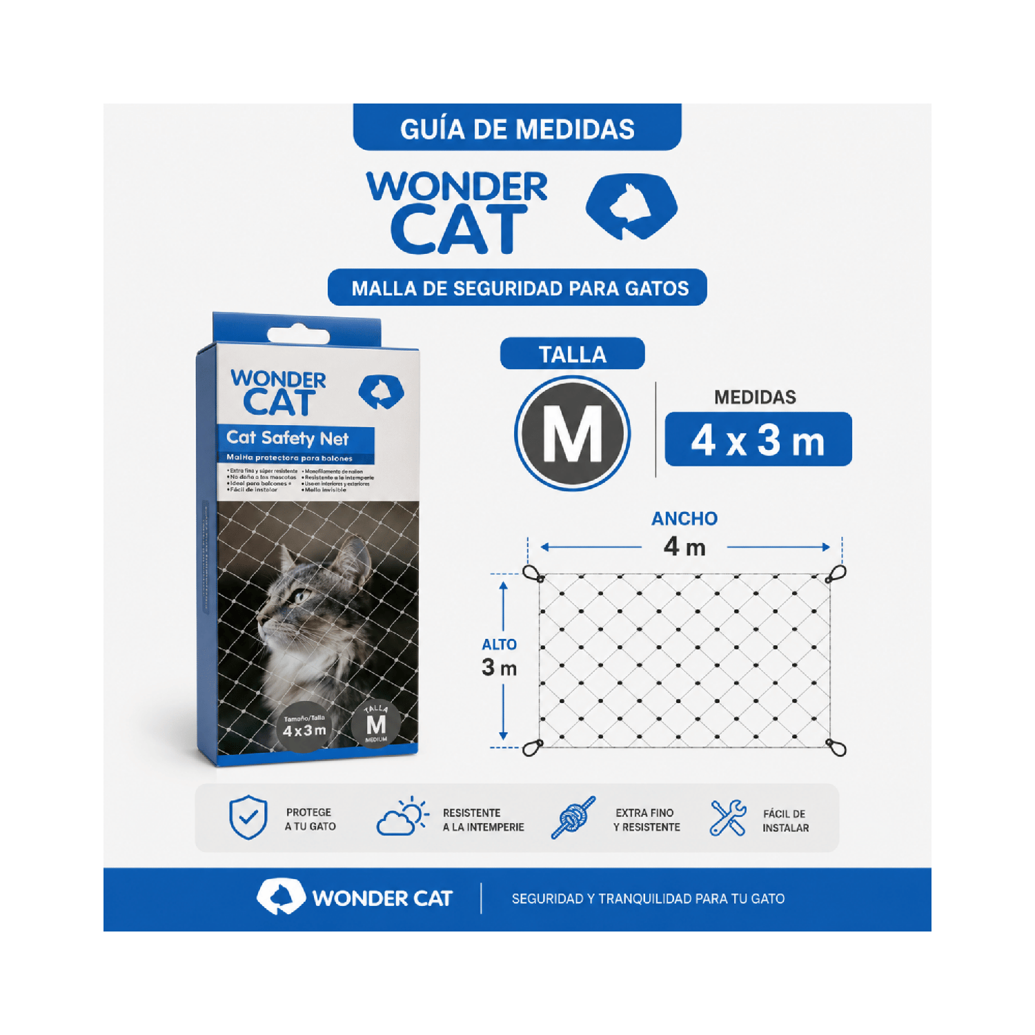 Malla Seguridad Gatos Balcón Terraza 4x3 M-5